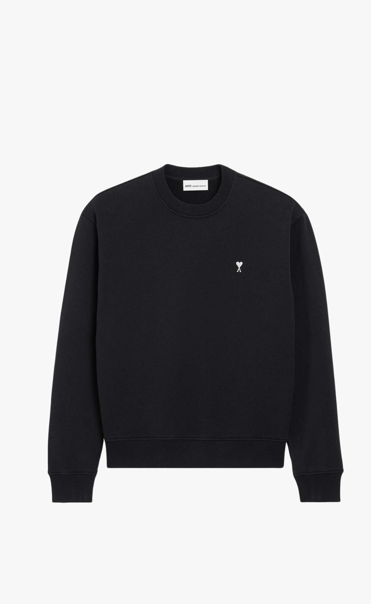 CONTRASTED AMI DE COEUR BLACK CREWNECK