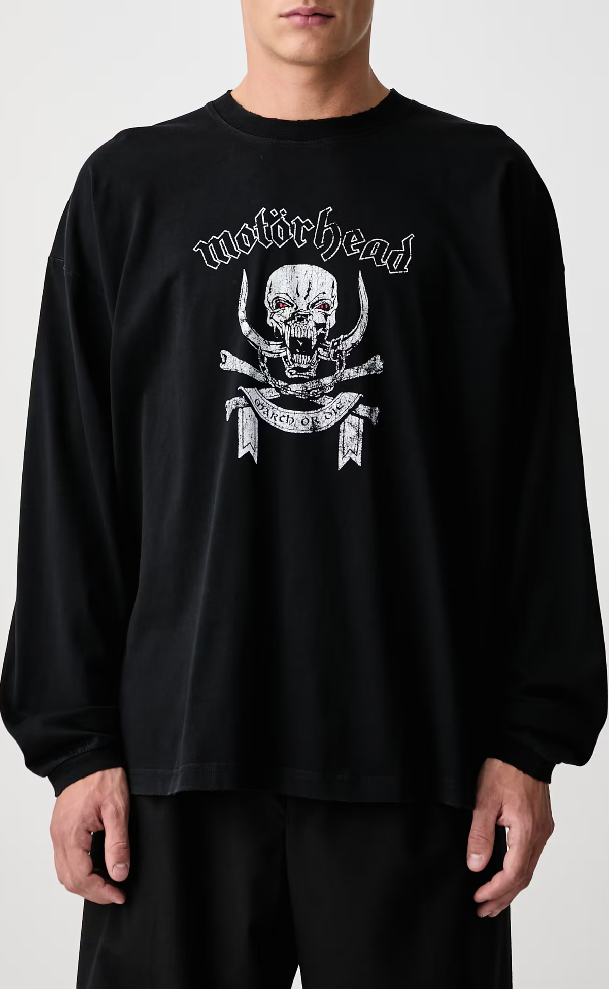 VETEMENTS X MOTORHEAD SKULL WASHED BLACK LONGSLEEVE