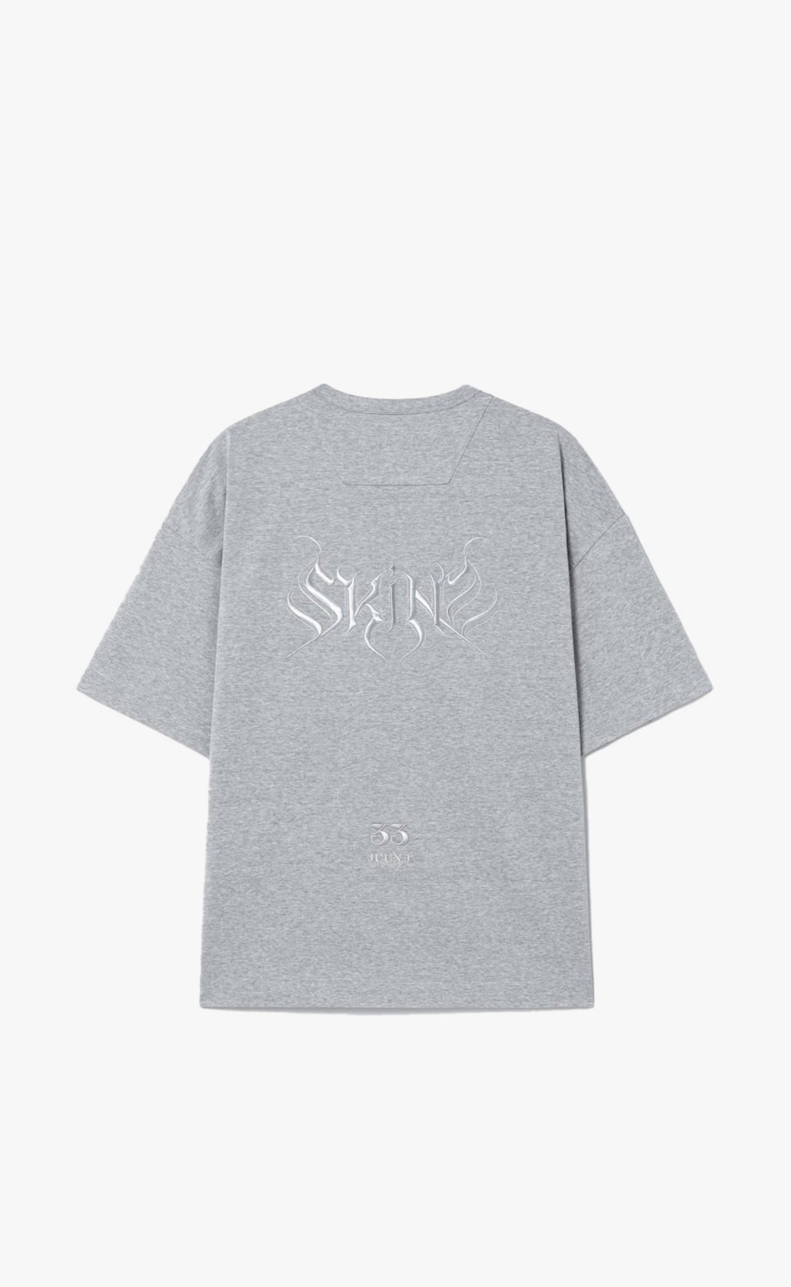 SEMI-OVER FIT GRAPHIC GREY T-SHIRT
