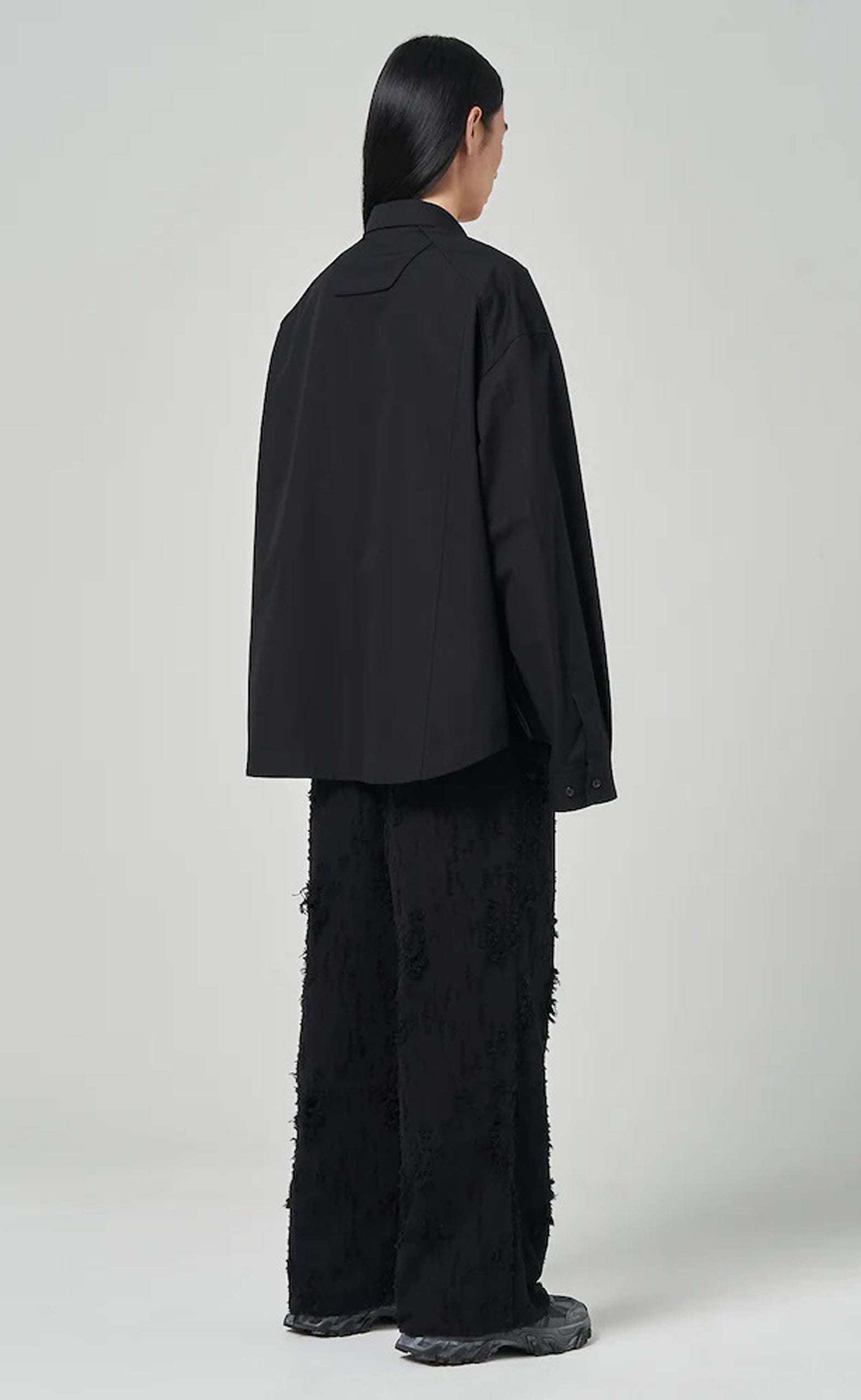 SIDE SLIT BUTTON BLACK SHIRTS