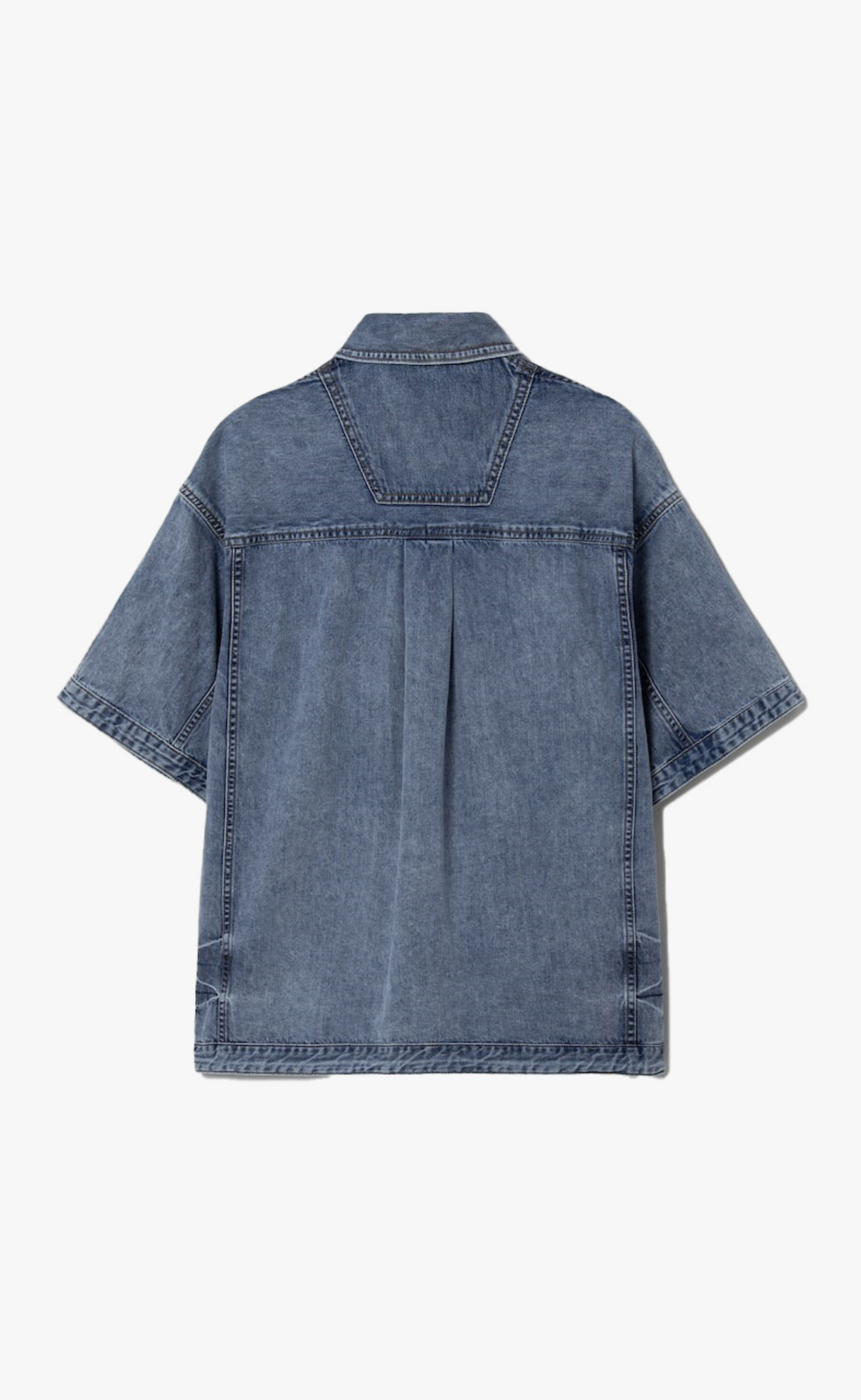 DENIM SHORT SLEEVE COACH BLUE SHIRT