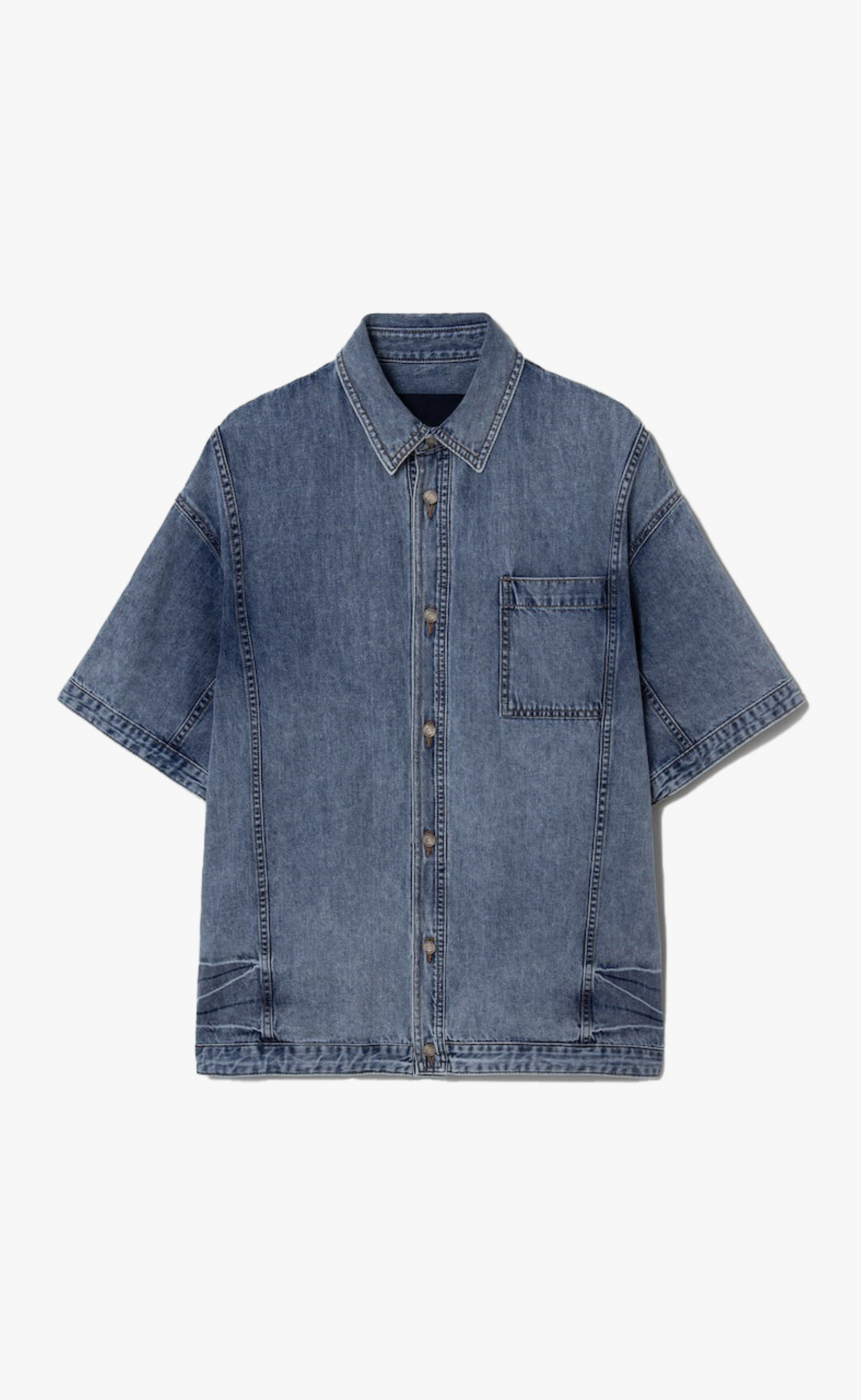 DENIM SHORT SLEEVE COACH BLUE SHIRT