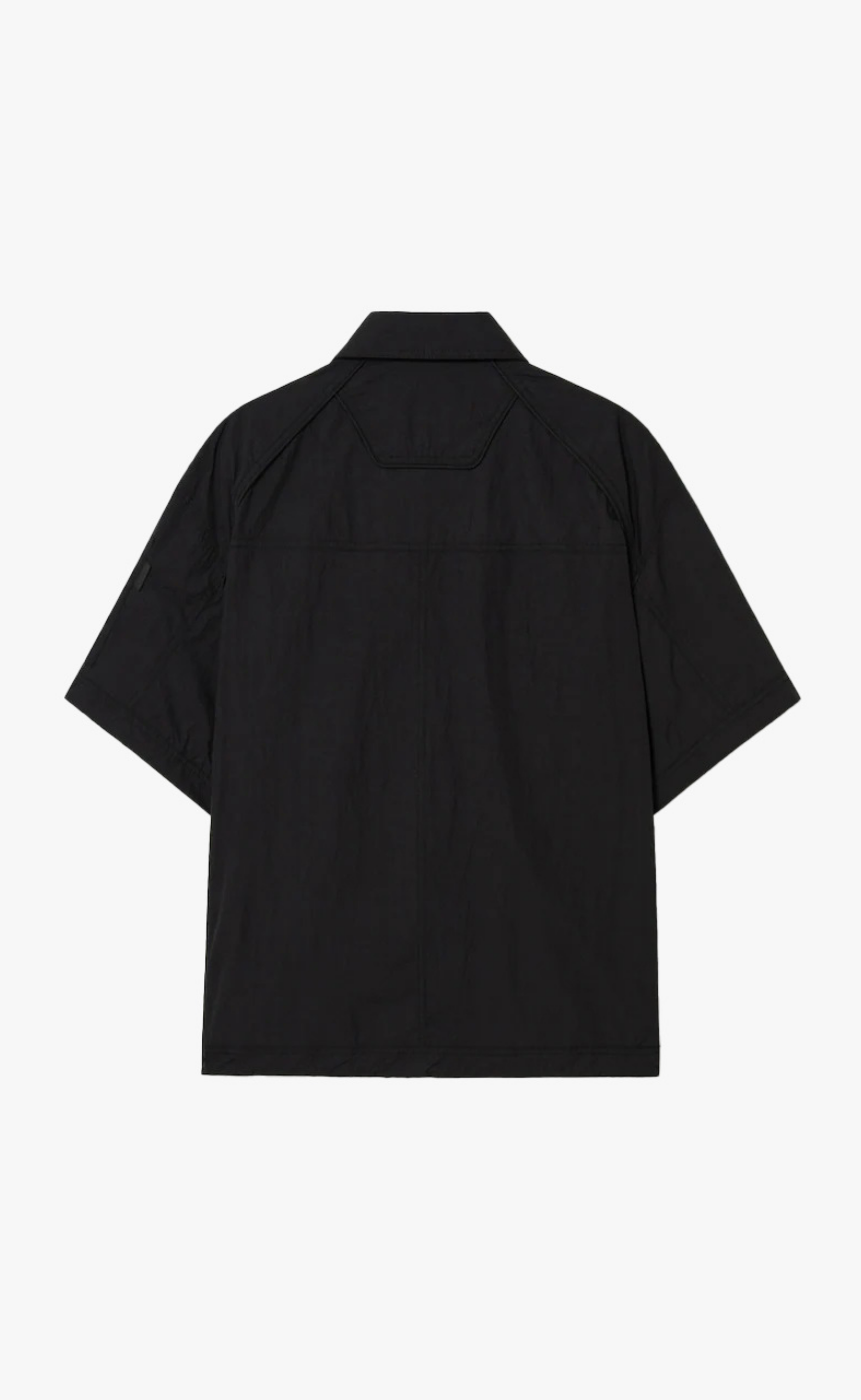 MILITARY SHORT SLEEVE ZIP-UP BLACK SHIRTS