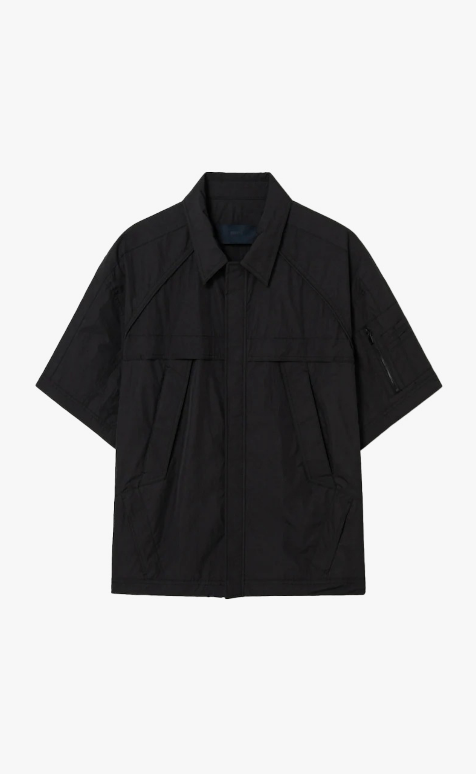 MILITARY SHORT SLEEVE ZIP-UP BLACK SHIRTS