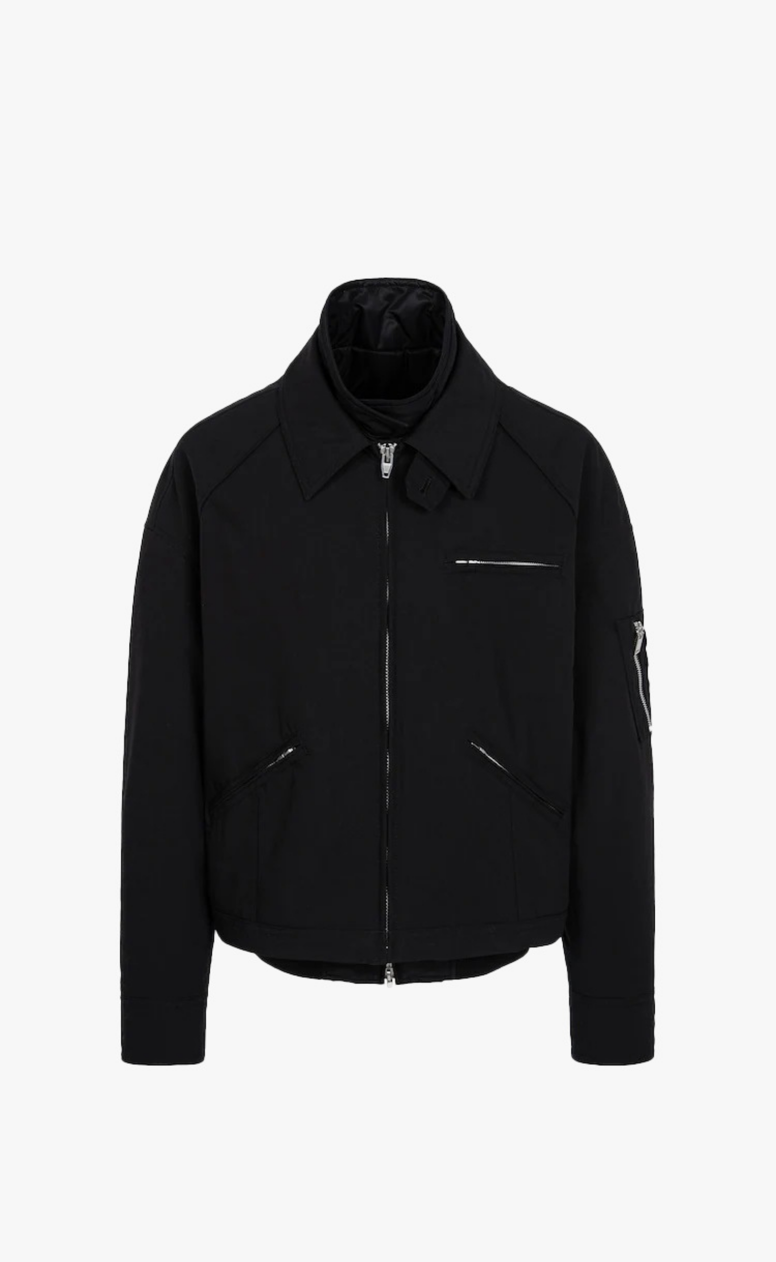 LAYERED SHORT BOMBER BLACK JACKET