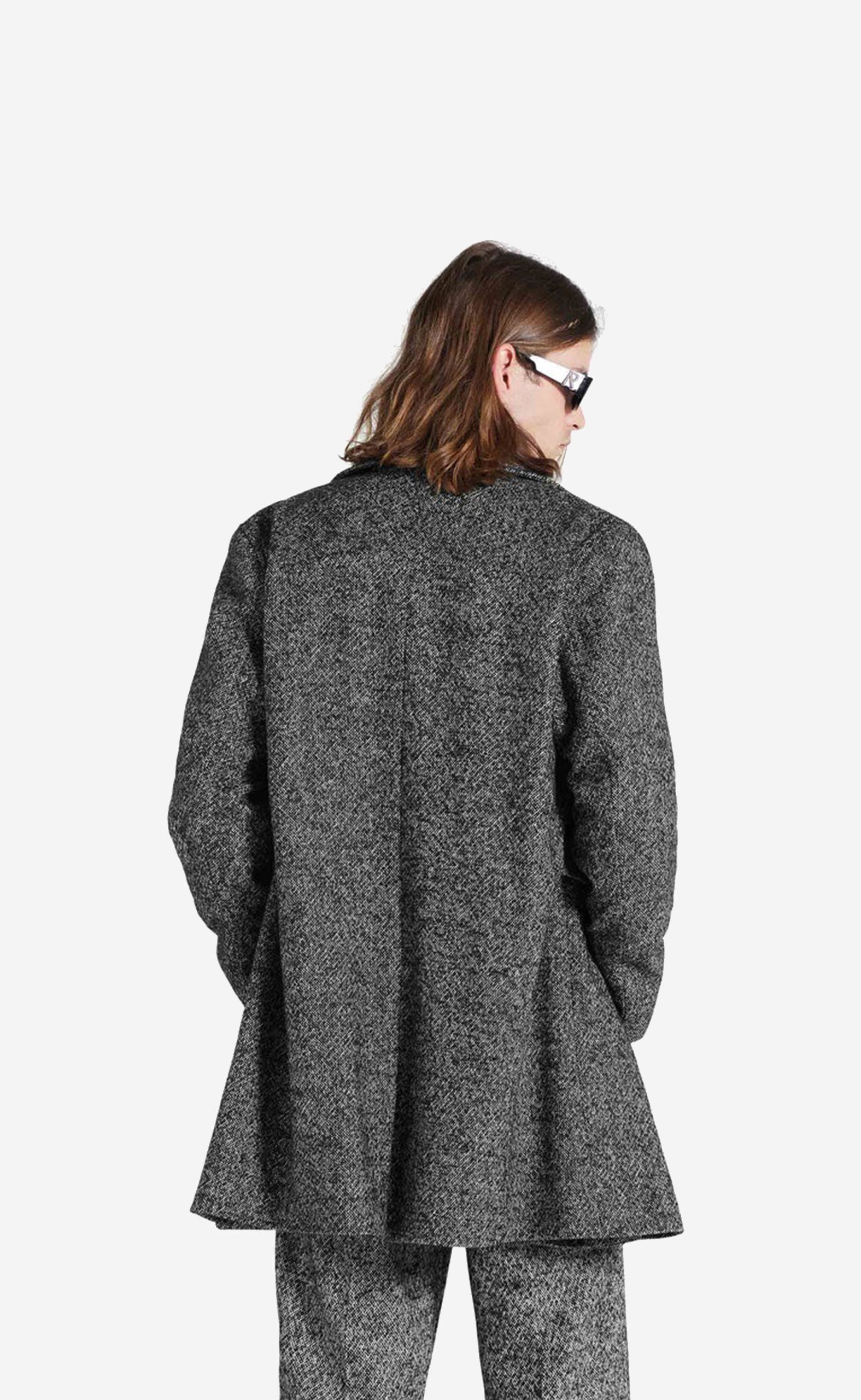 BLACK WHITE DOUBLE BREASTED OVERCOAT