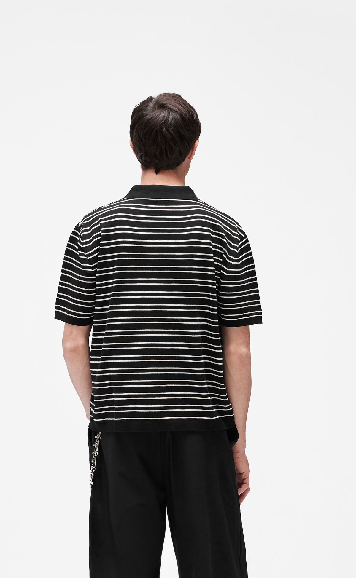 CALIFORNIA STRIPED POLO JET BLACK T-SHIRT