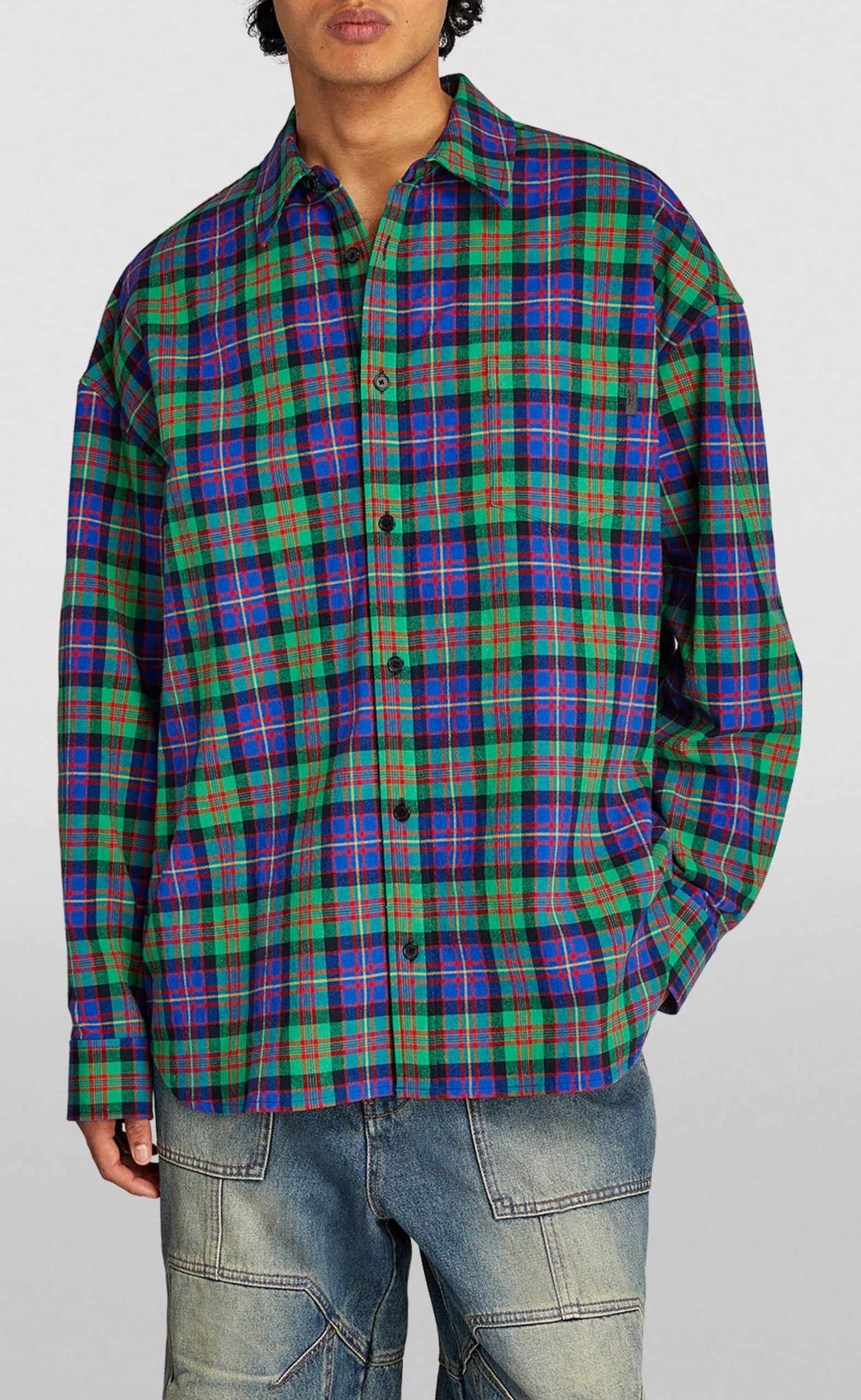 LOOSE FIT CHECK CLASSIC GREEN SHIRTS