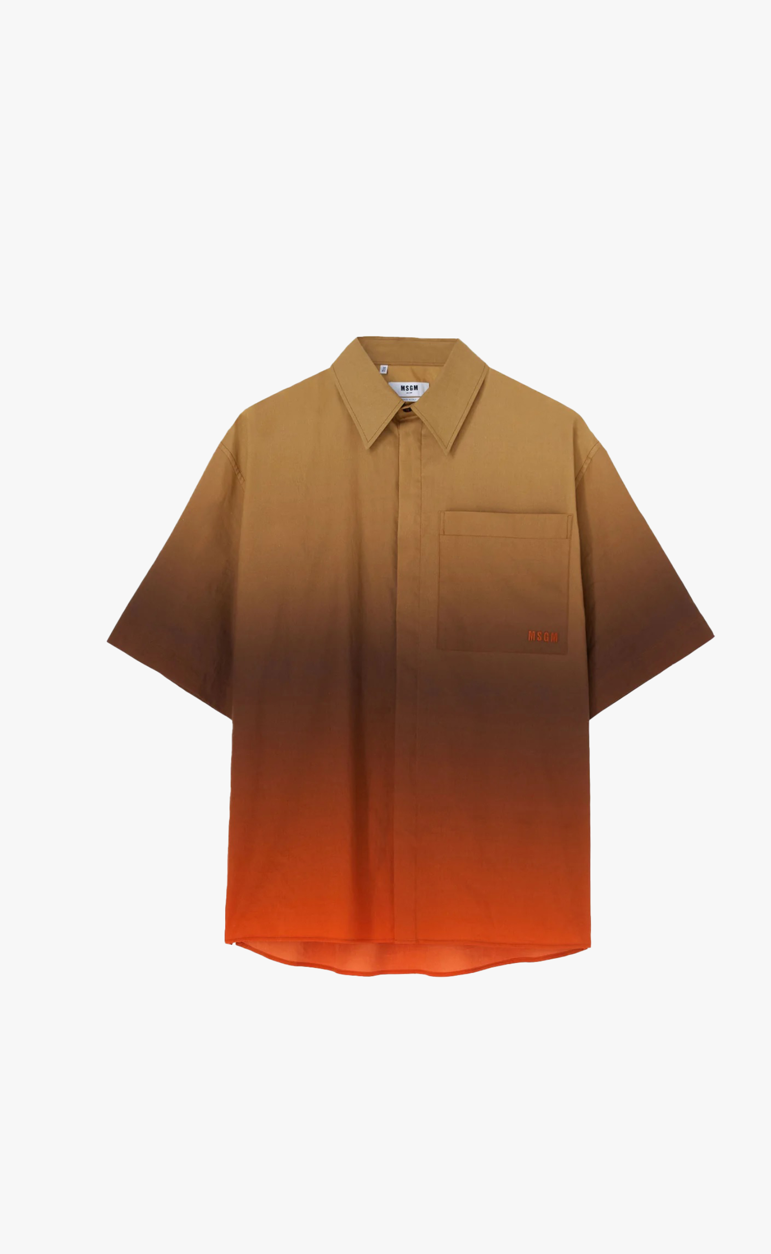 POPLIN FADED PRINT BEIGE/ORANGE SHIRT