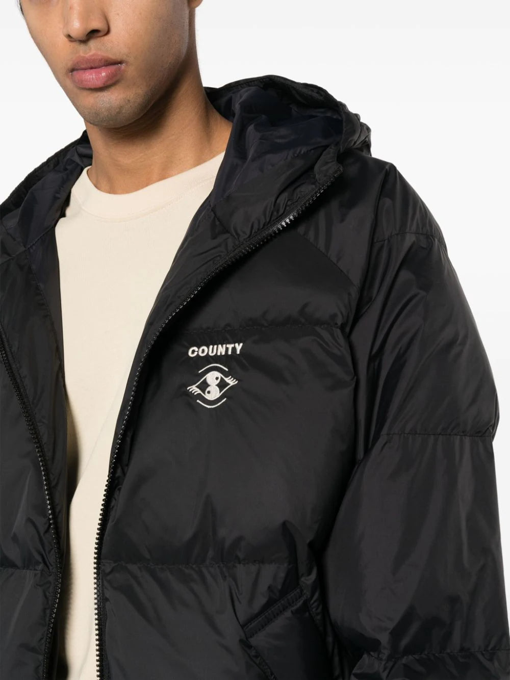 POSTER EYE NYLON PUFFER JACKET BLACK ECR