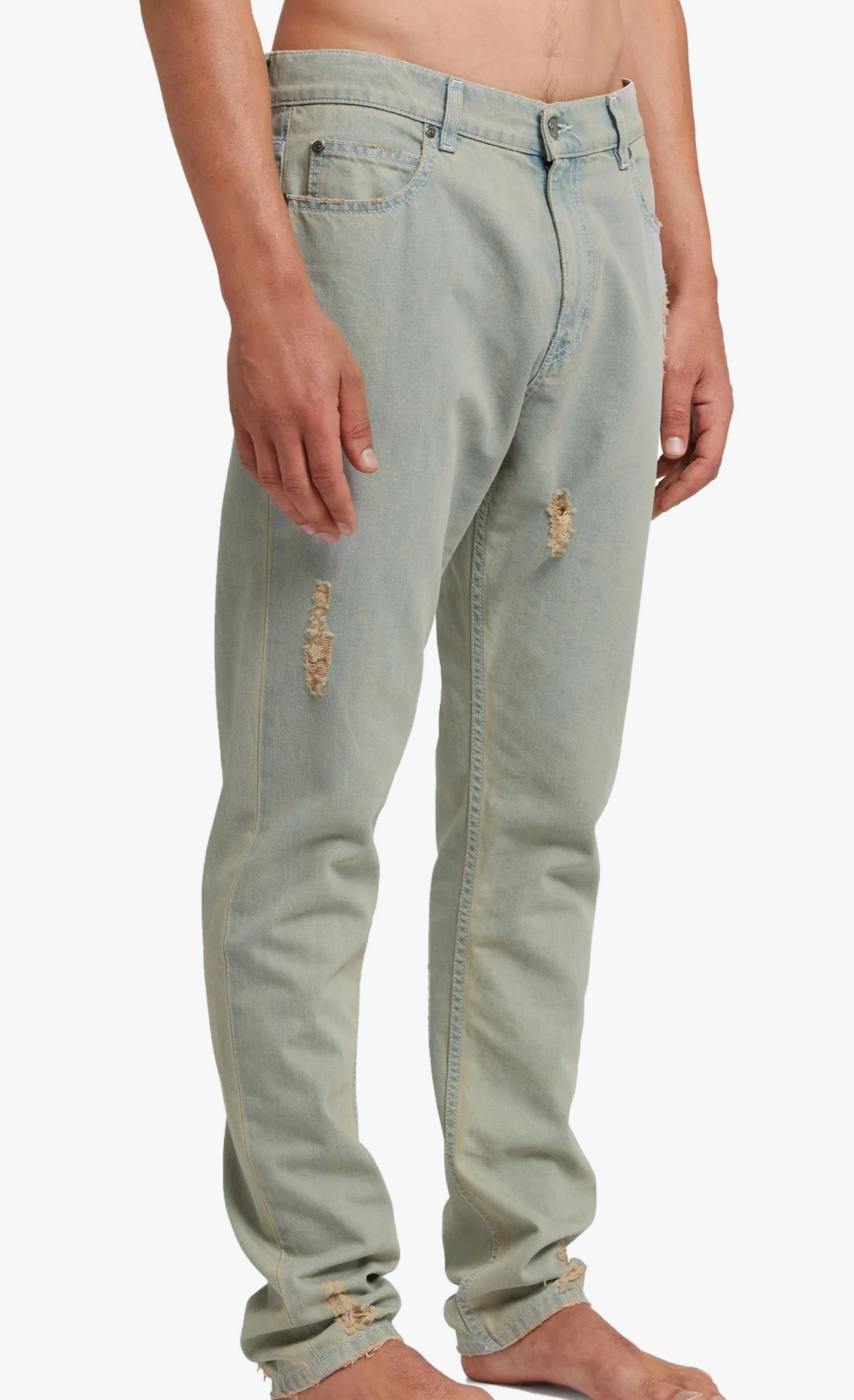 LIGHT DENIM TEARS LIGHT BLUE JEANS