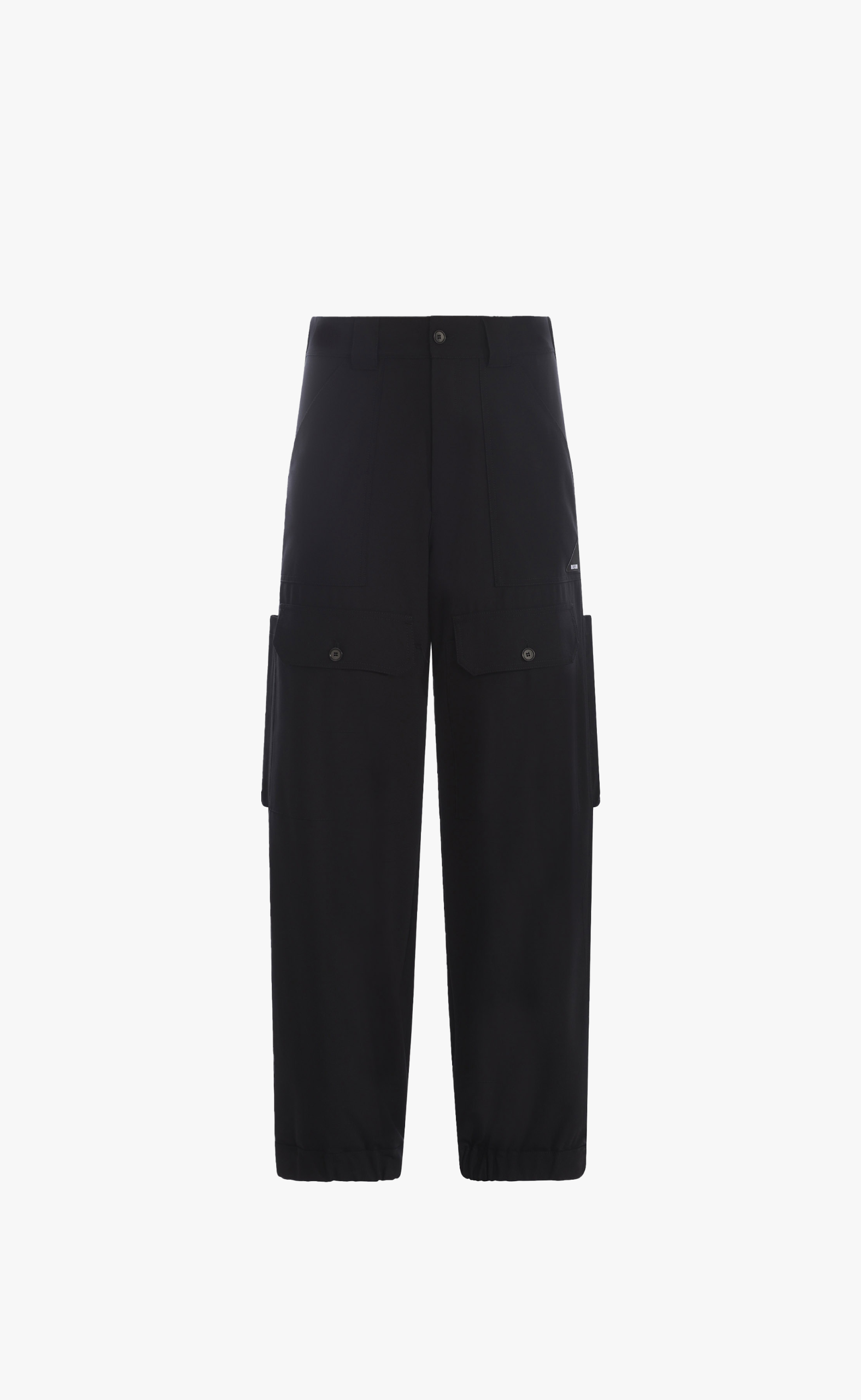 WOOL SUITING WORKWEAR BLACK PANTS