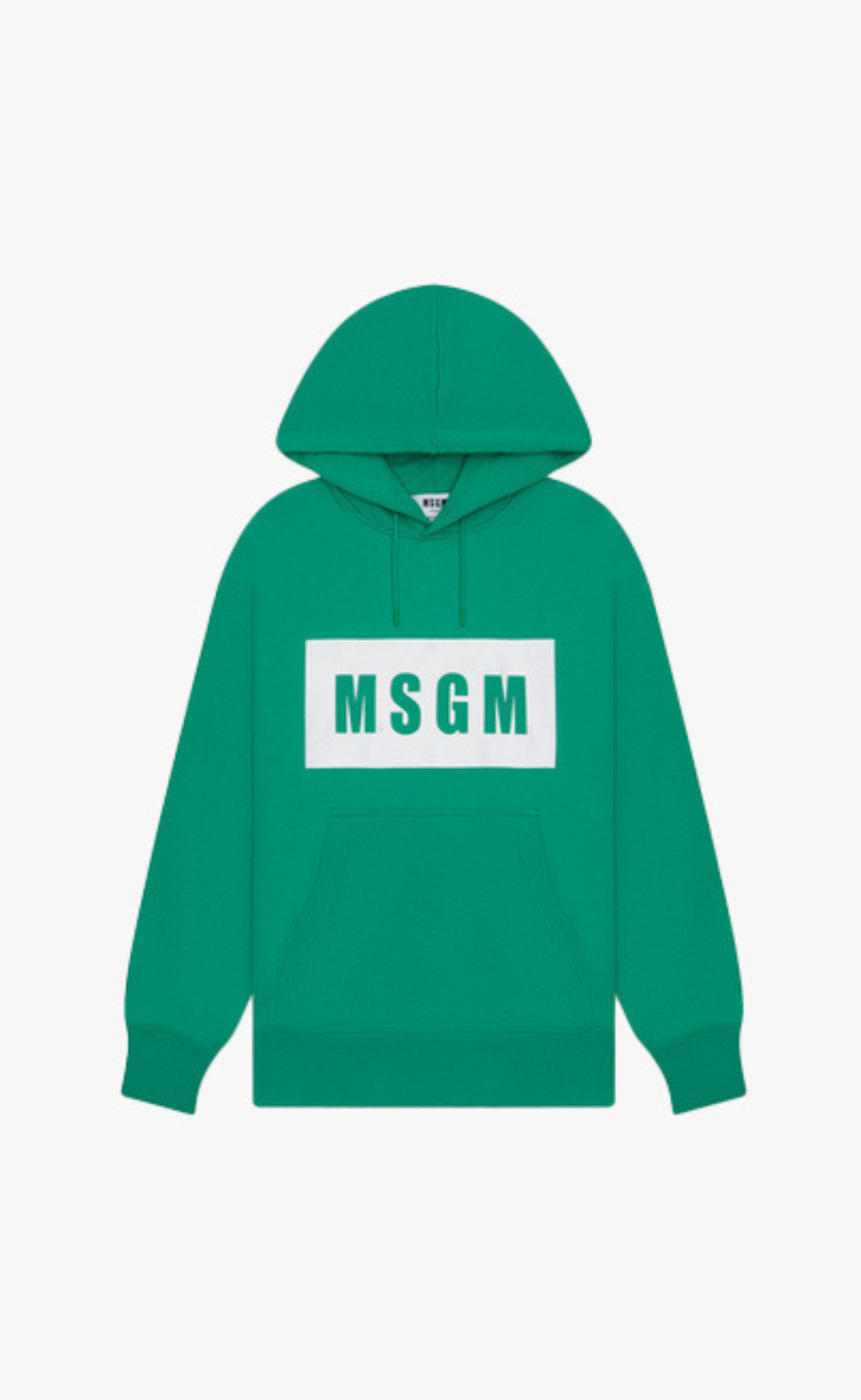MSGM BOX LOGO PRINT GREEN HOODIE
