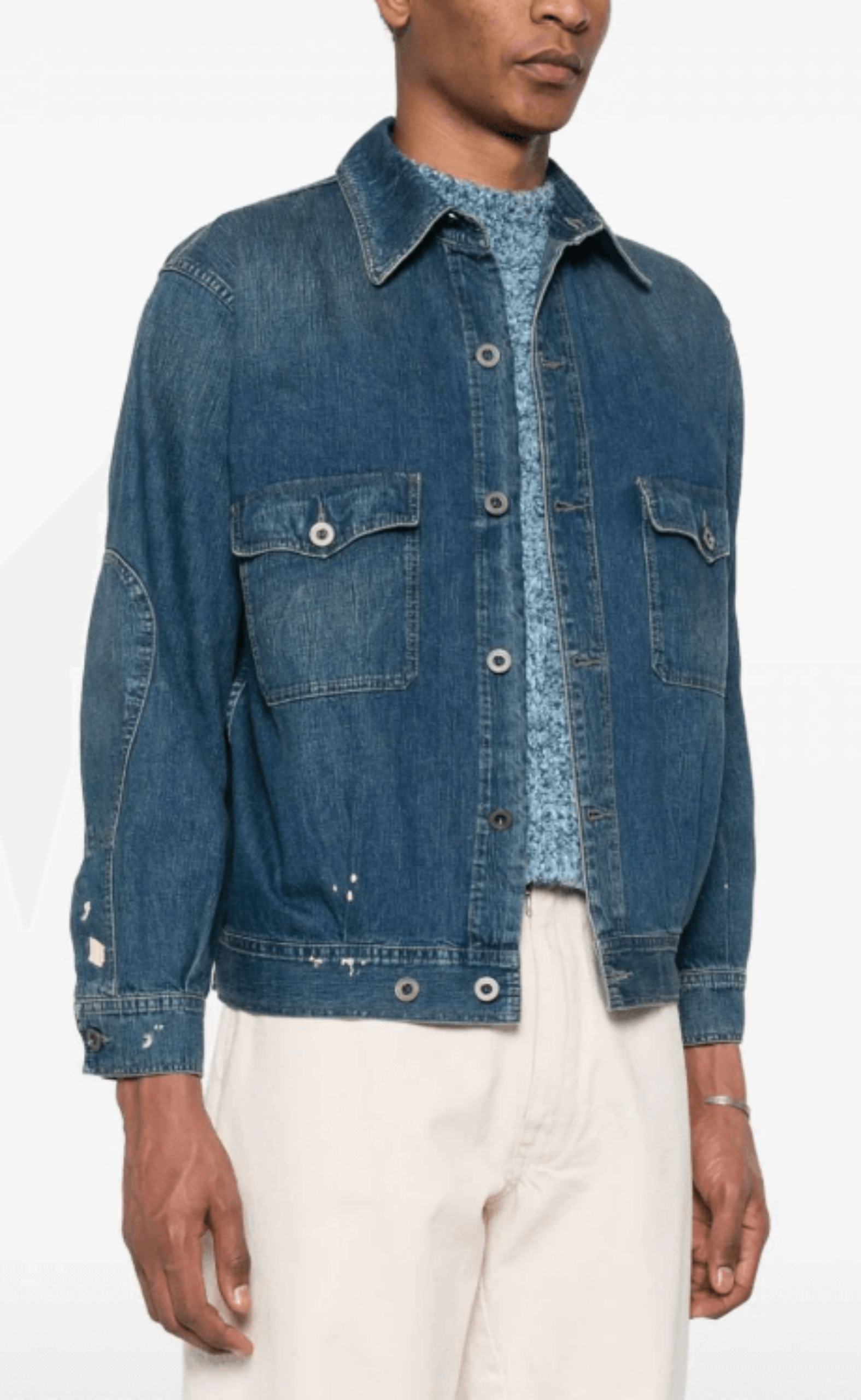 DISTRESSED DENIM GREENCAST INDIGO JACKET