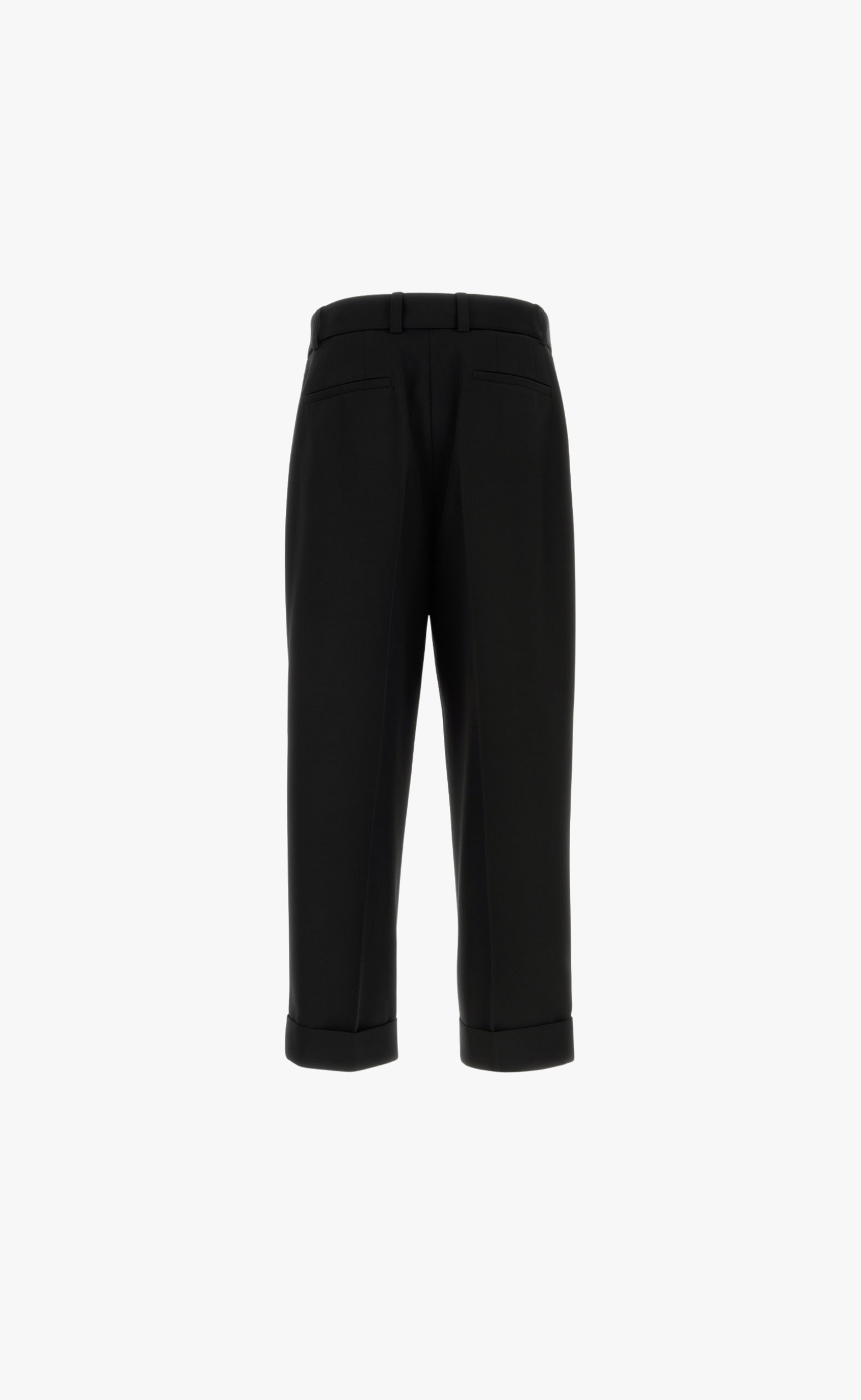 GABARDINE TROUSERS WITH BELT BLACK PANTS
