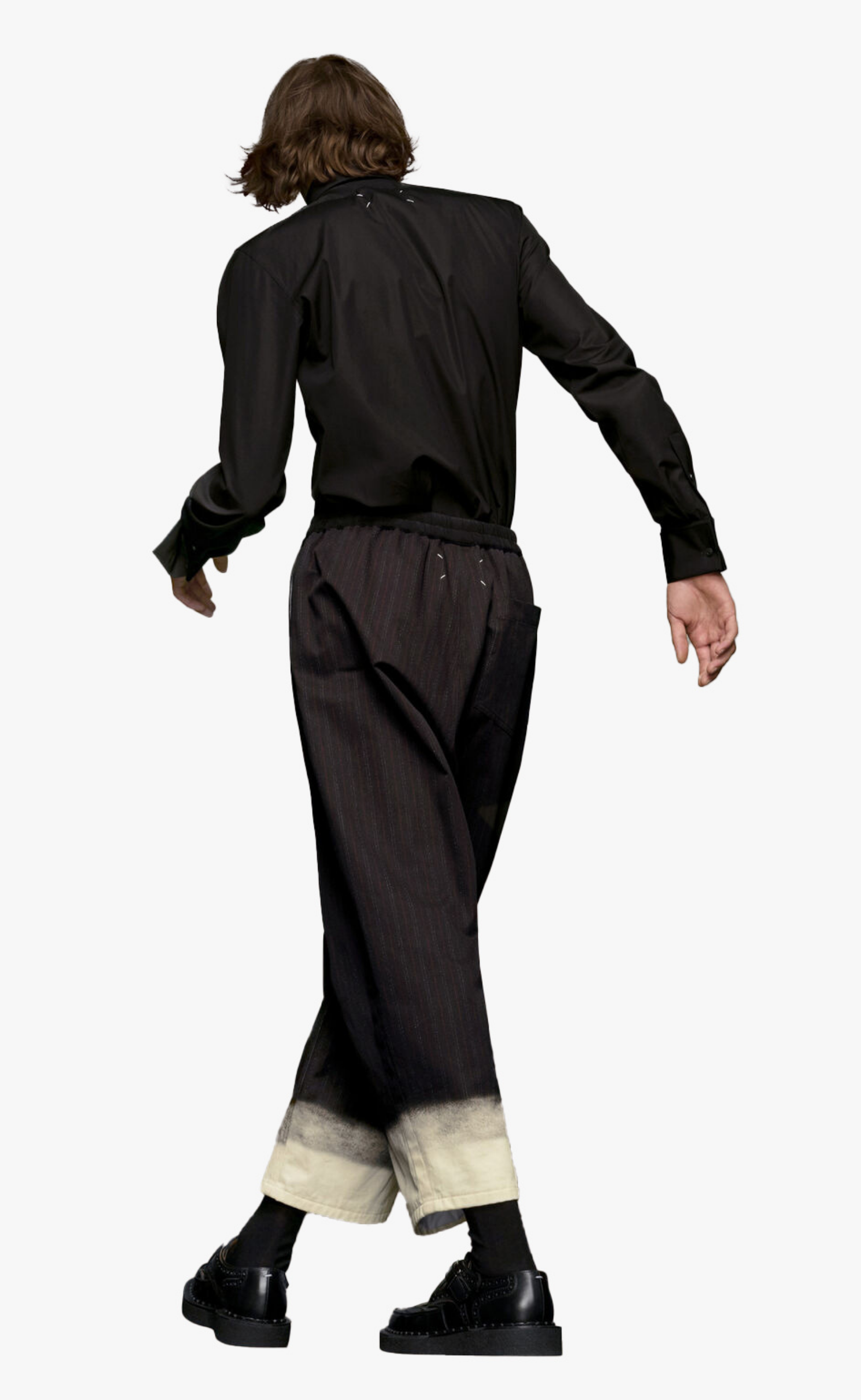 POINT COLLAR BLACK SHIRT