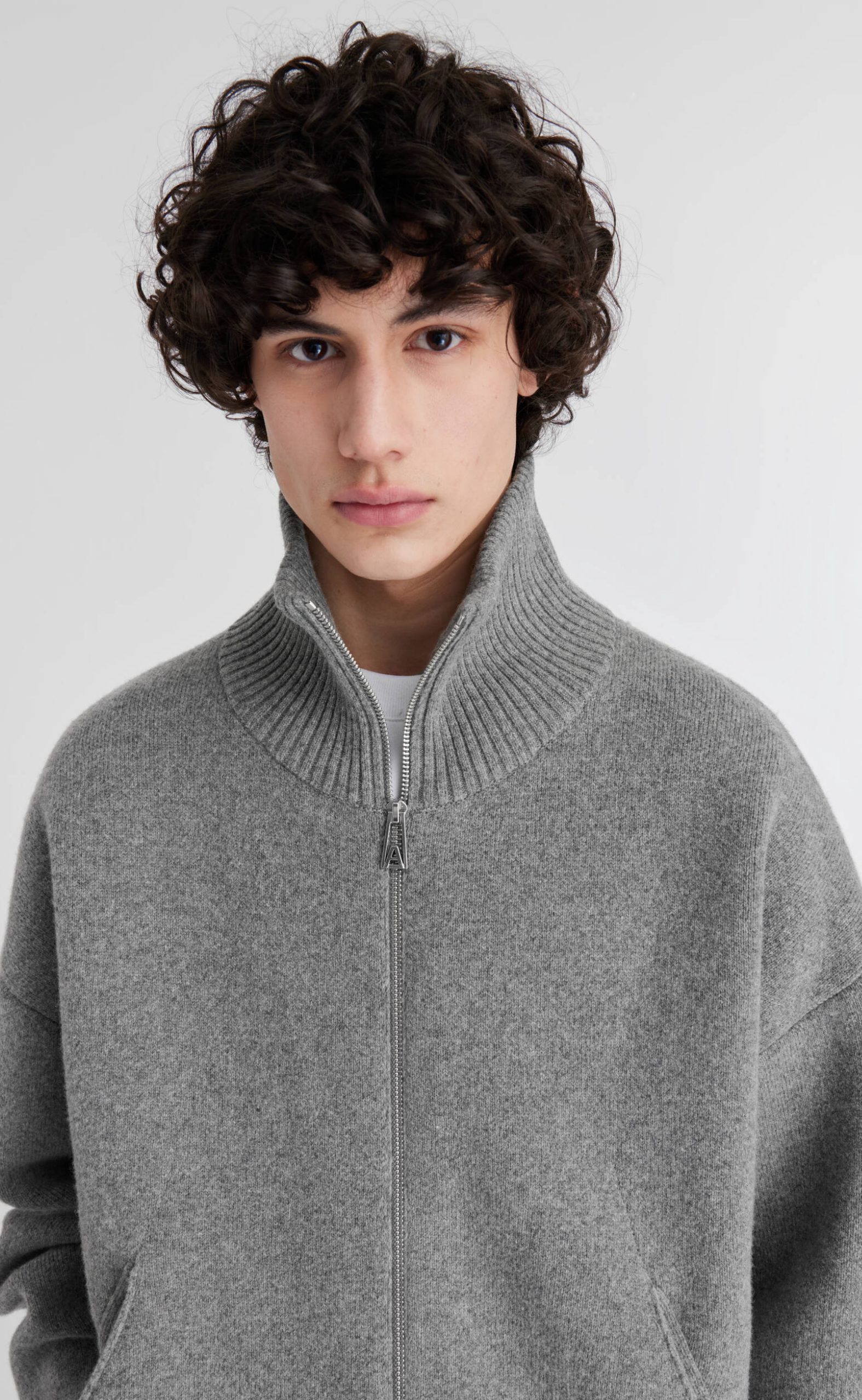 CORE ZIP-UP GREY MELANGE SWEATER