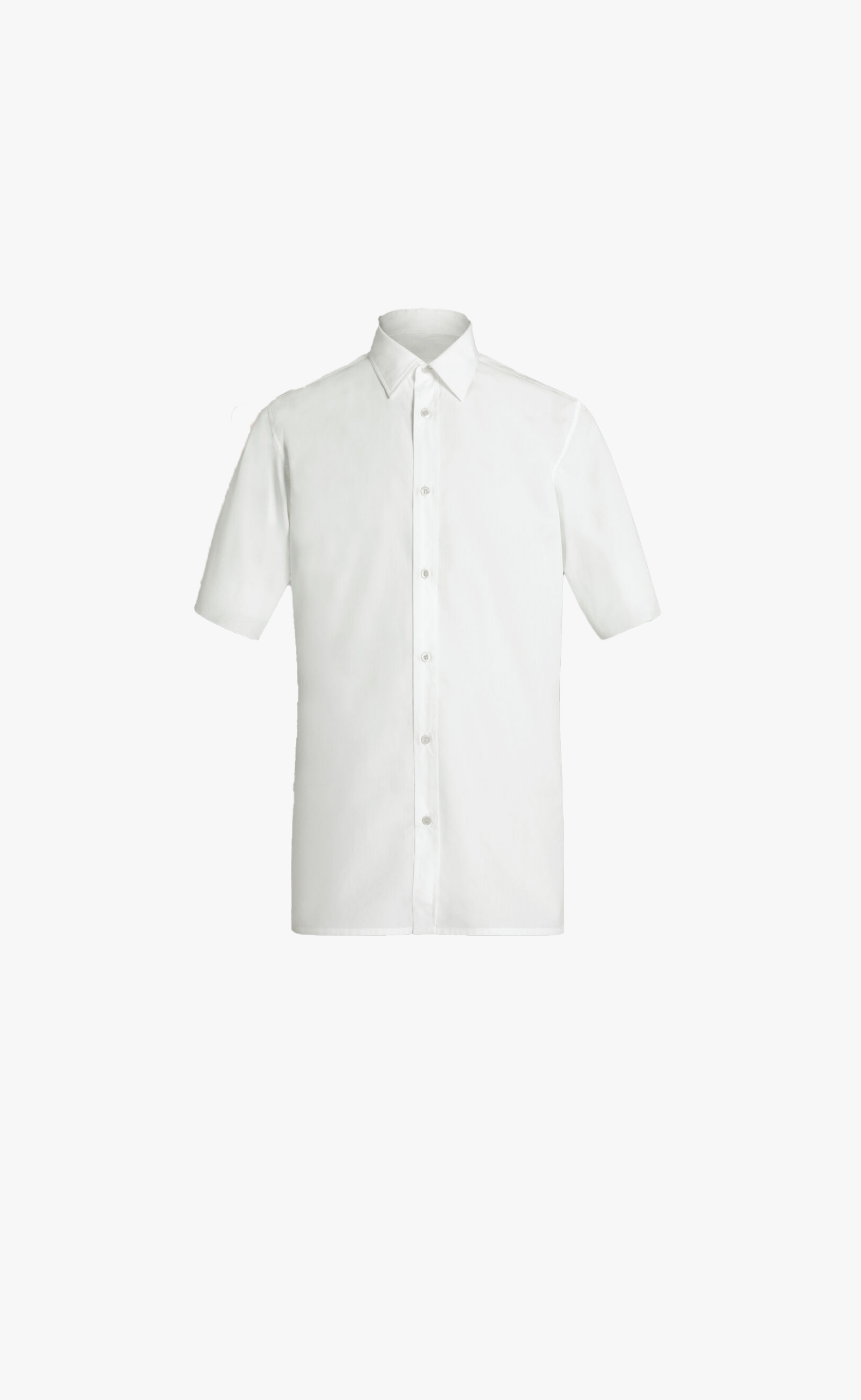 POINTED COLLAR SHORT SLEEVE WHITE SHIRT