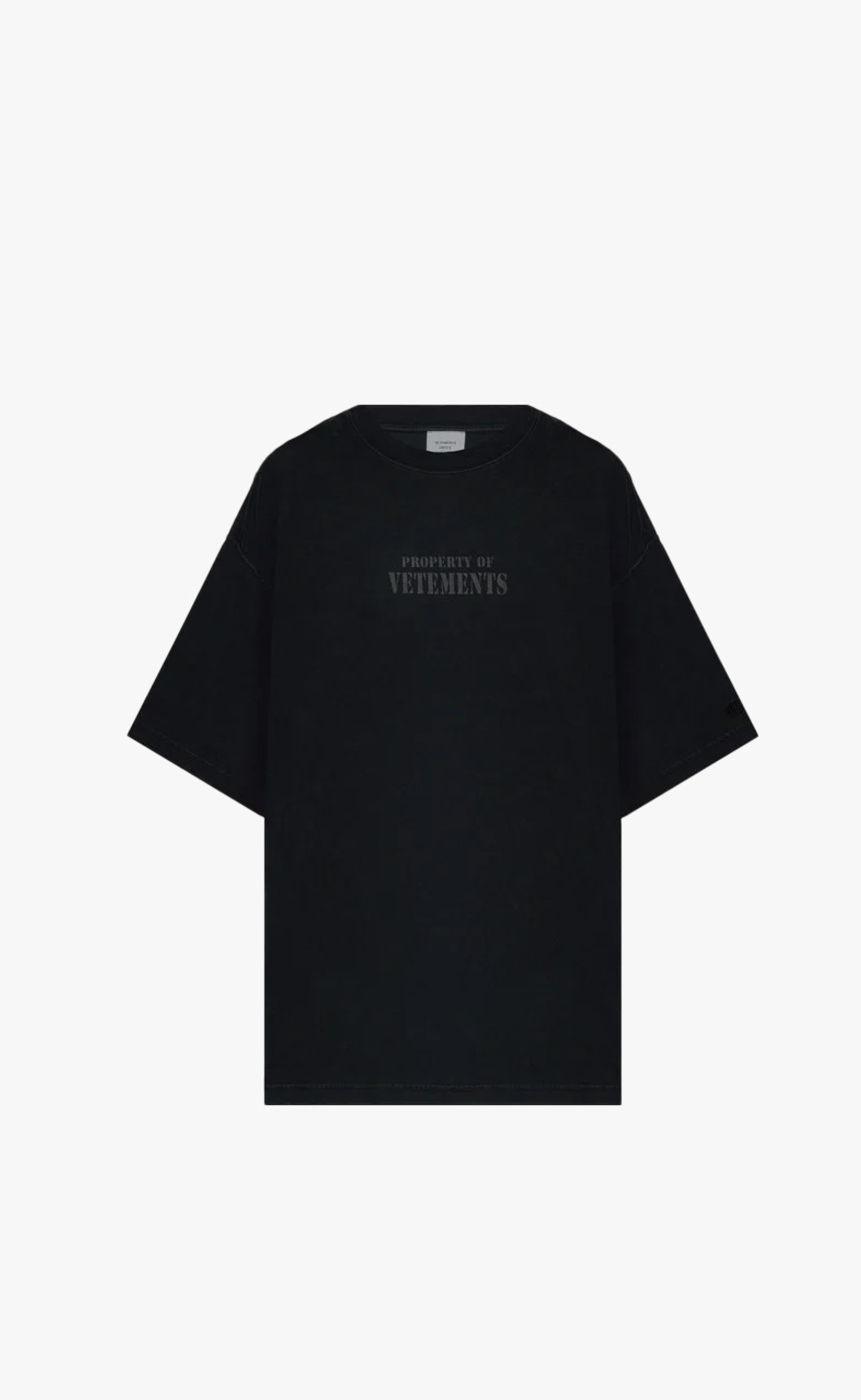 VETEMENTS Tシャツ ブラック PROPERTY OF VETEMENTS WASHED BLACK T-SHIRT