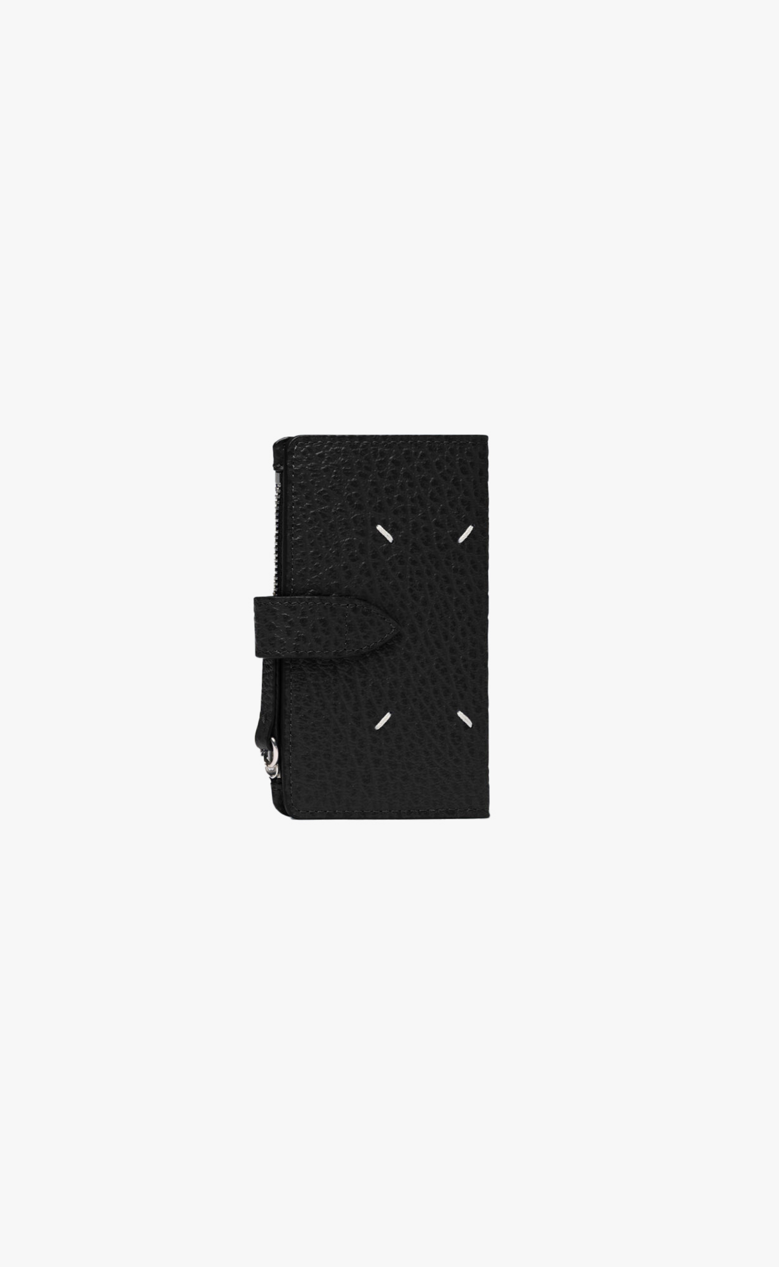 FOUR STITCHES ZIP BLACK WALLET