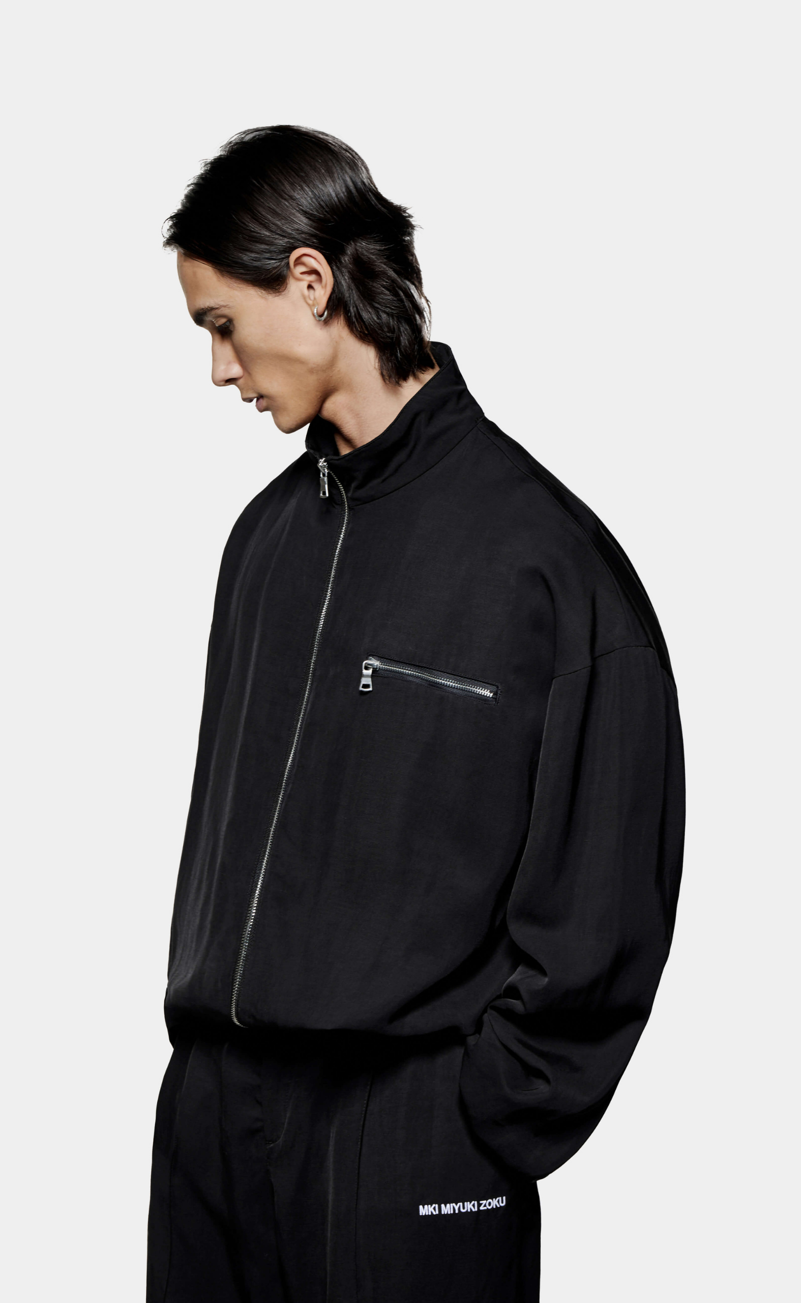VISCOSE LINEN TRACK BLACK JACKET