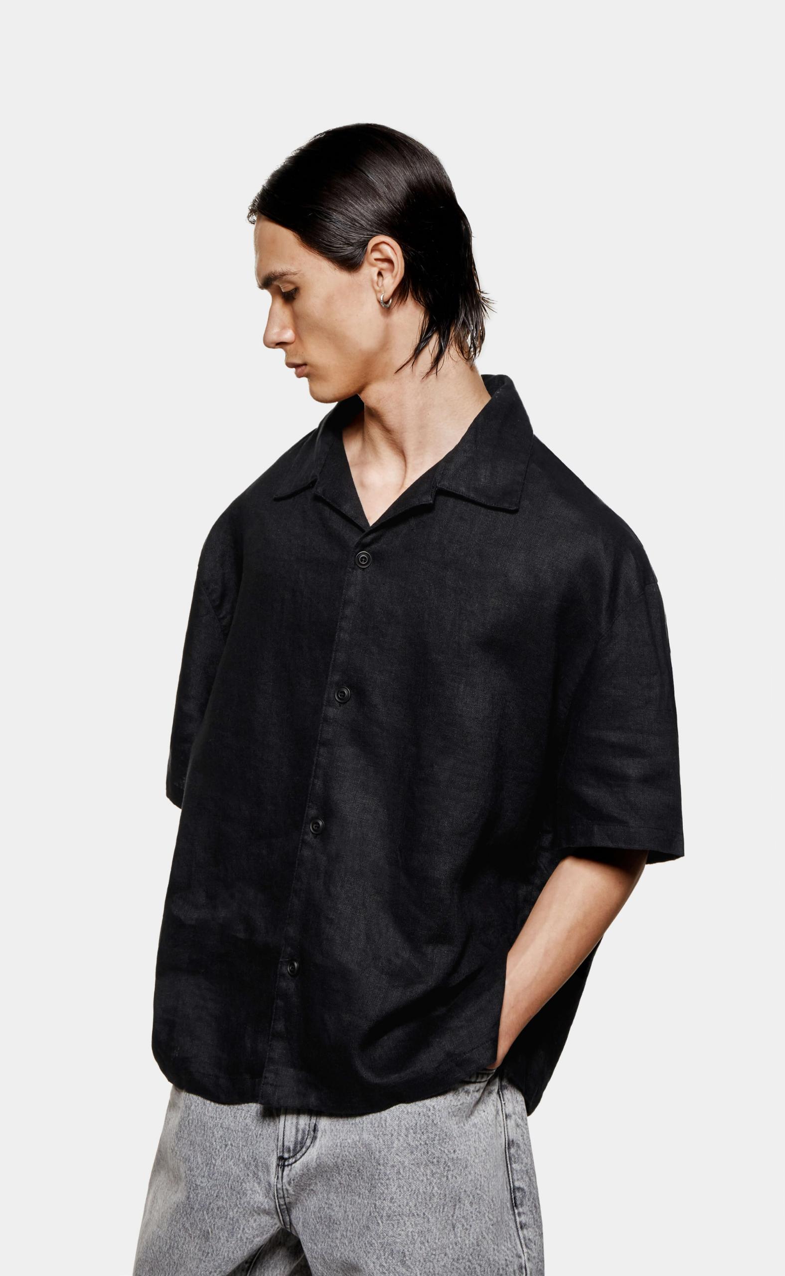 LINEN VACATION BLACK SHIRT