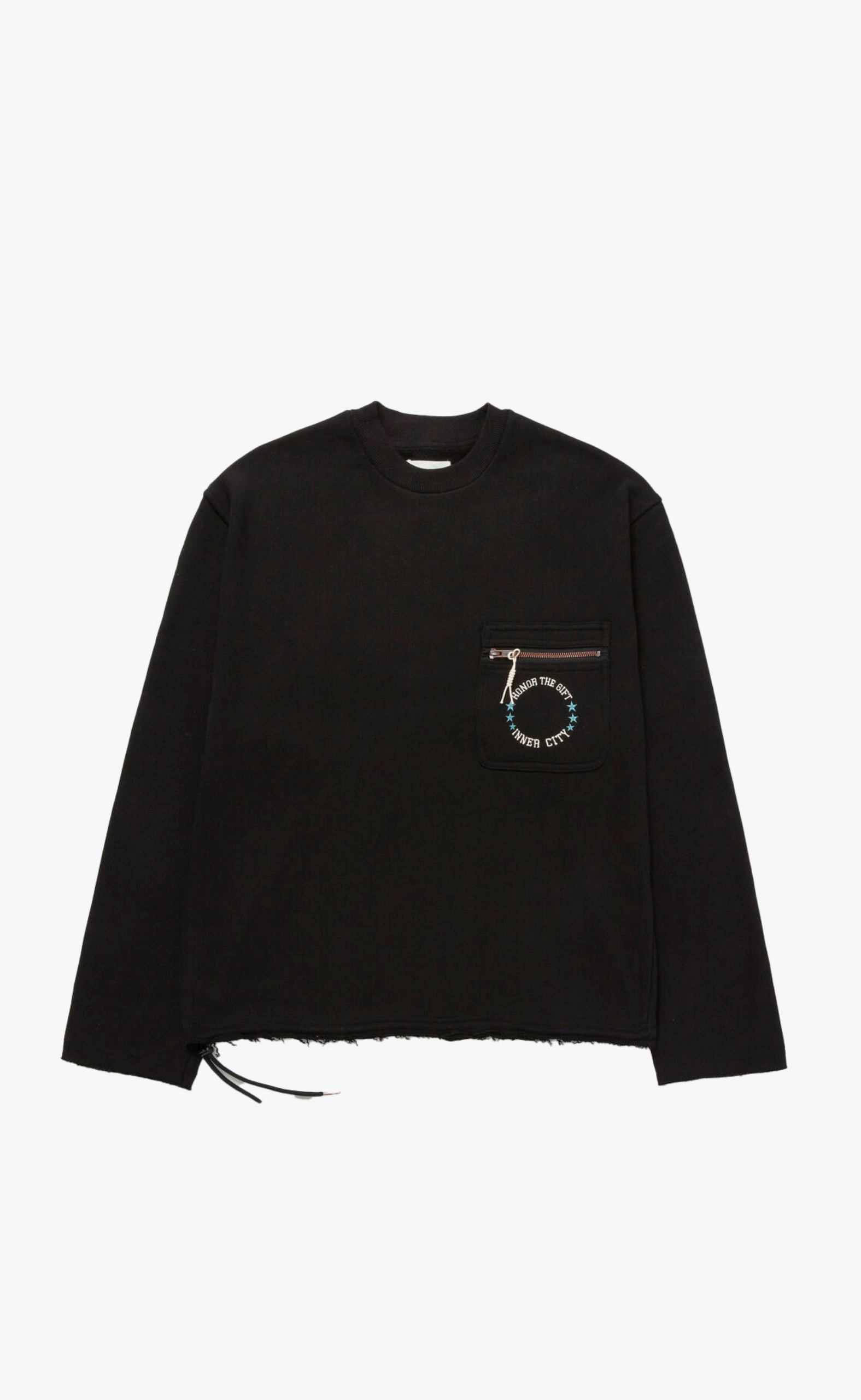 POCKET PULLOVER BLACK CREWNECK