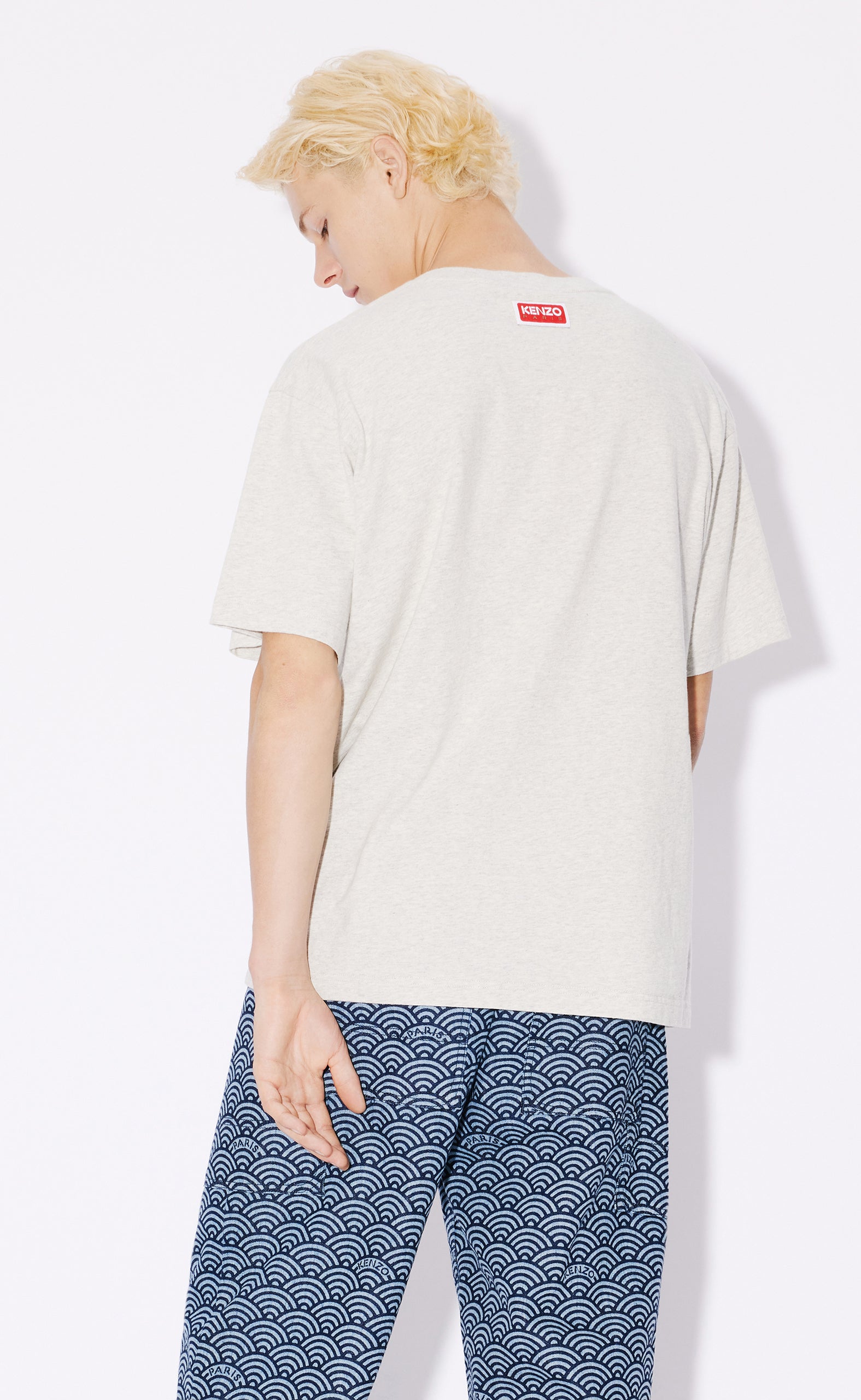 LUCKY TIGER OVERSIZE PALE GREY T-SHIRT