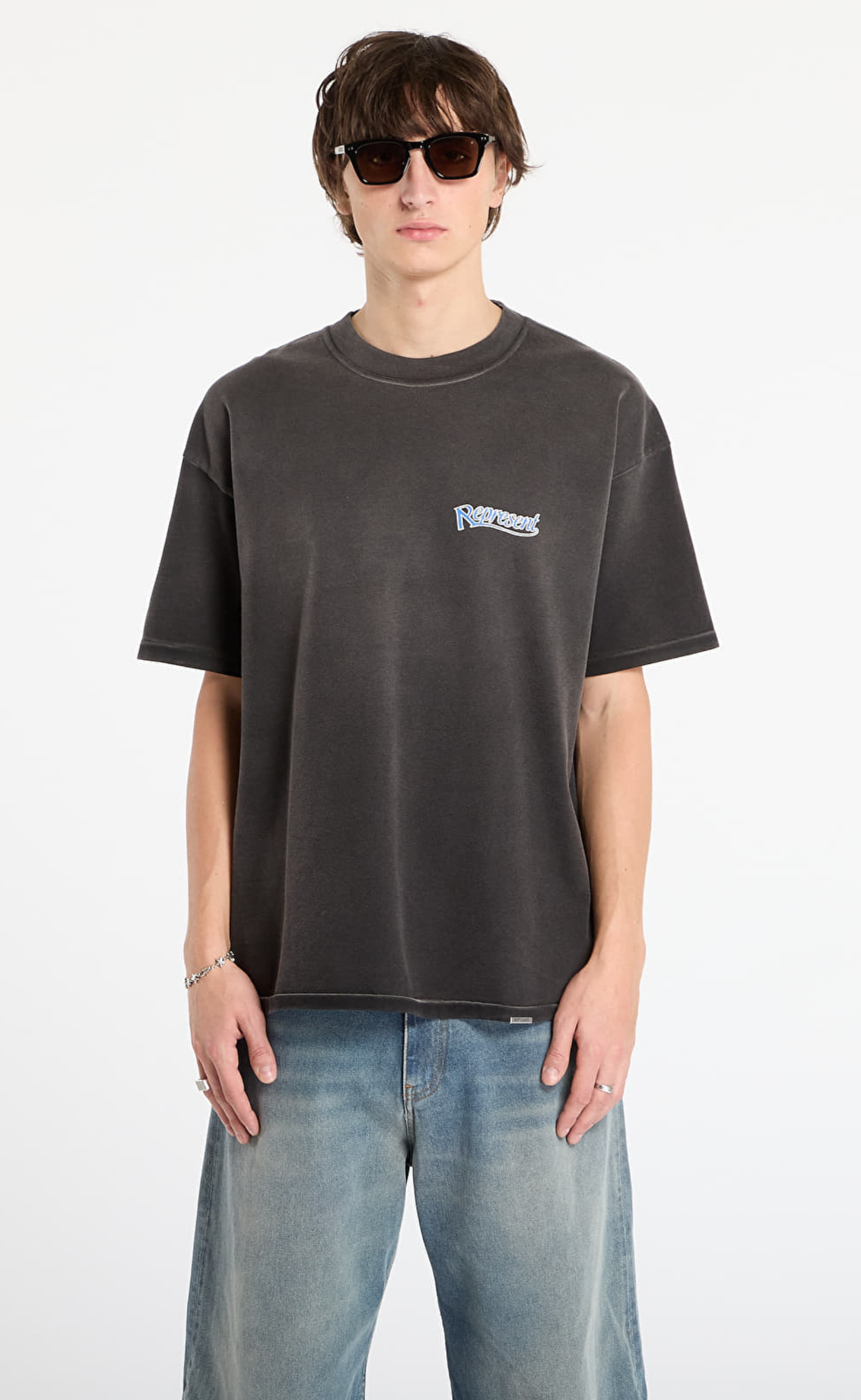 REPRESENT SHOWCASING STAINED BLACK T-SHIRT