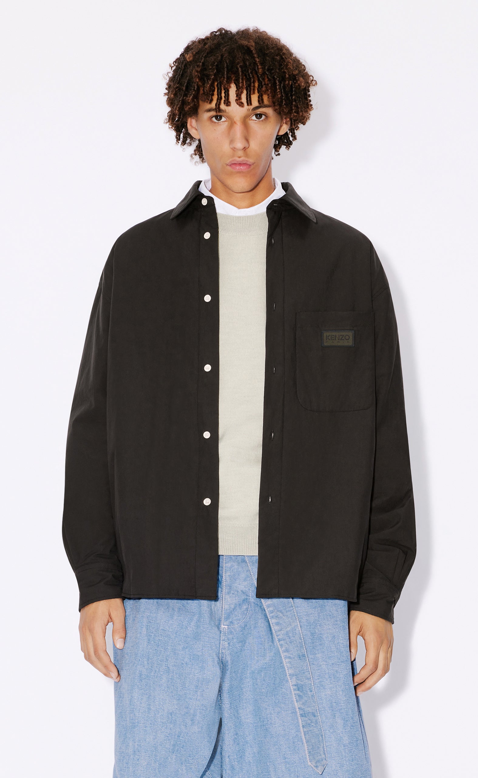 BICOLOR KENZO PARIS PADDED BLACK SHIRT