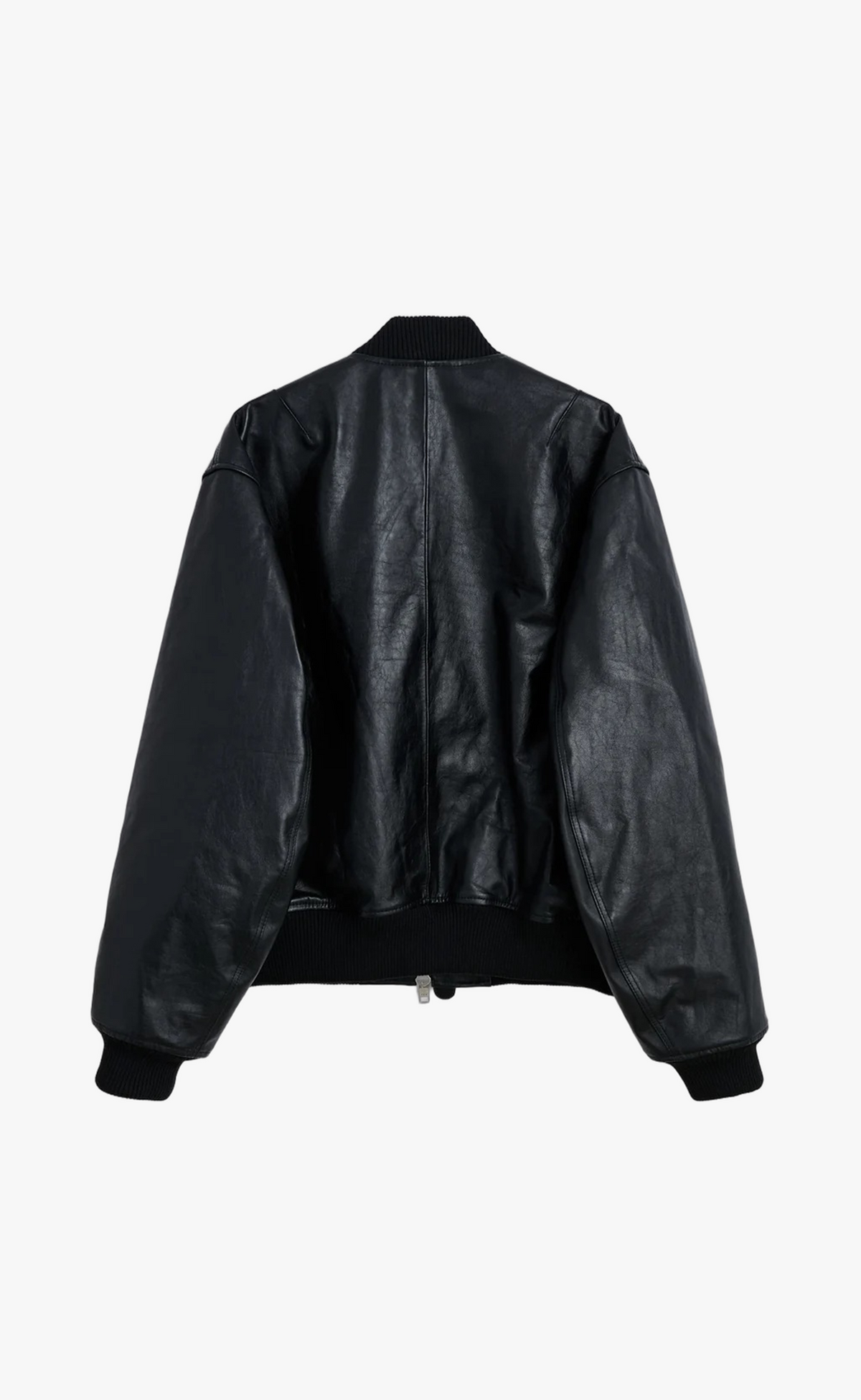 LEATHER BOMBER FLIGHT BLACK JACKET