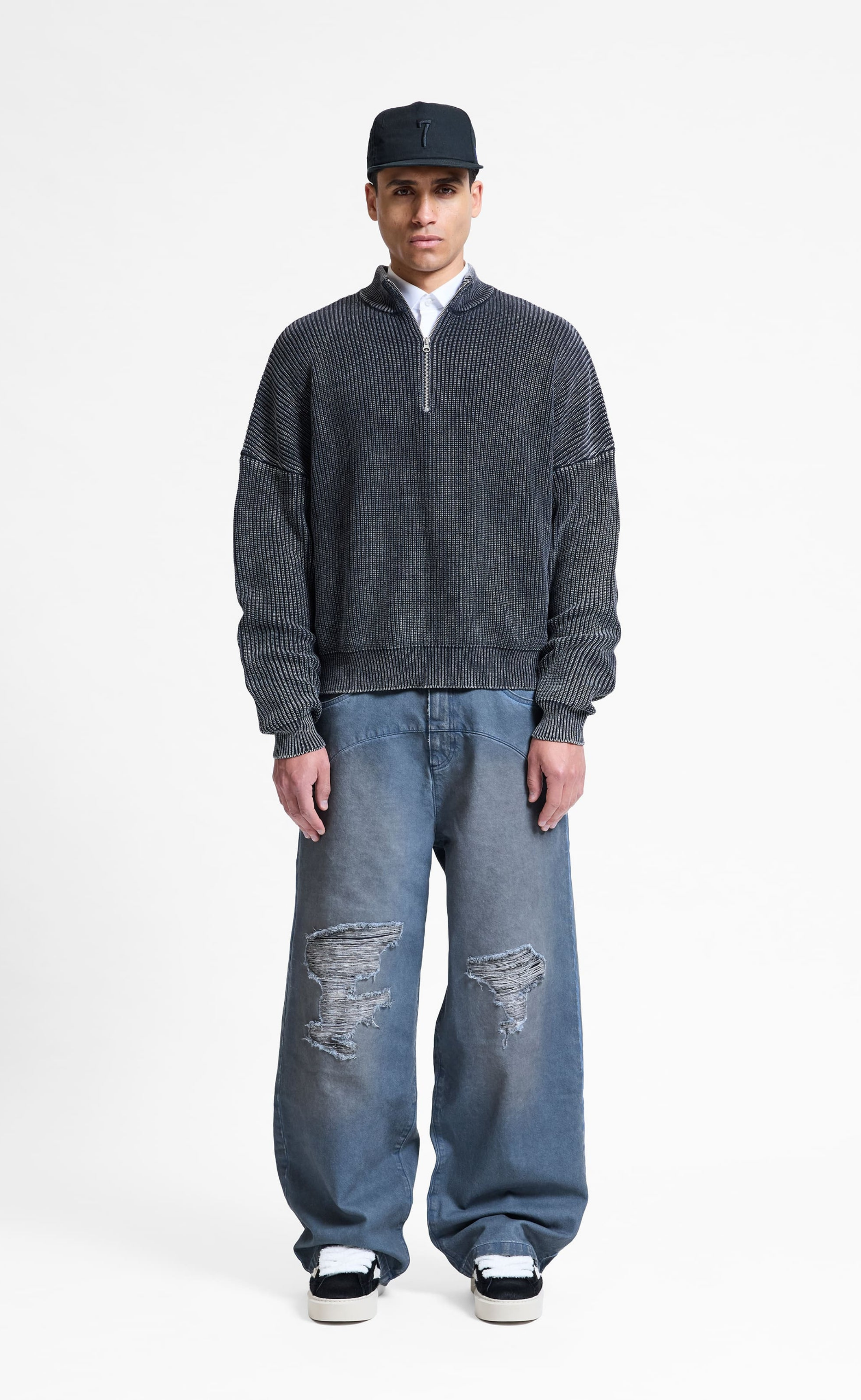 LE SCULPTE WAXED DENIM BLUE PANTS