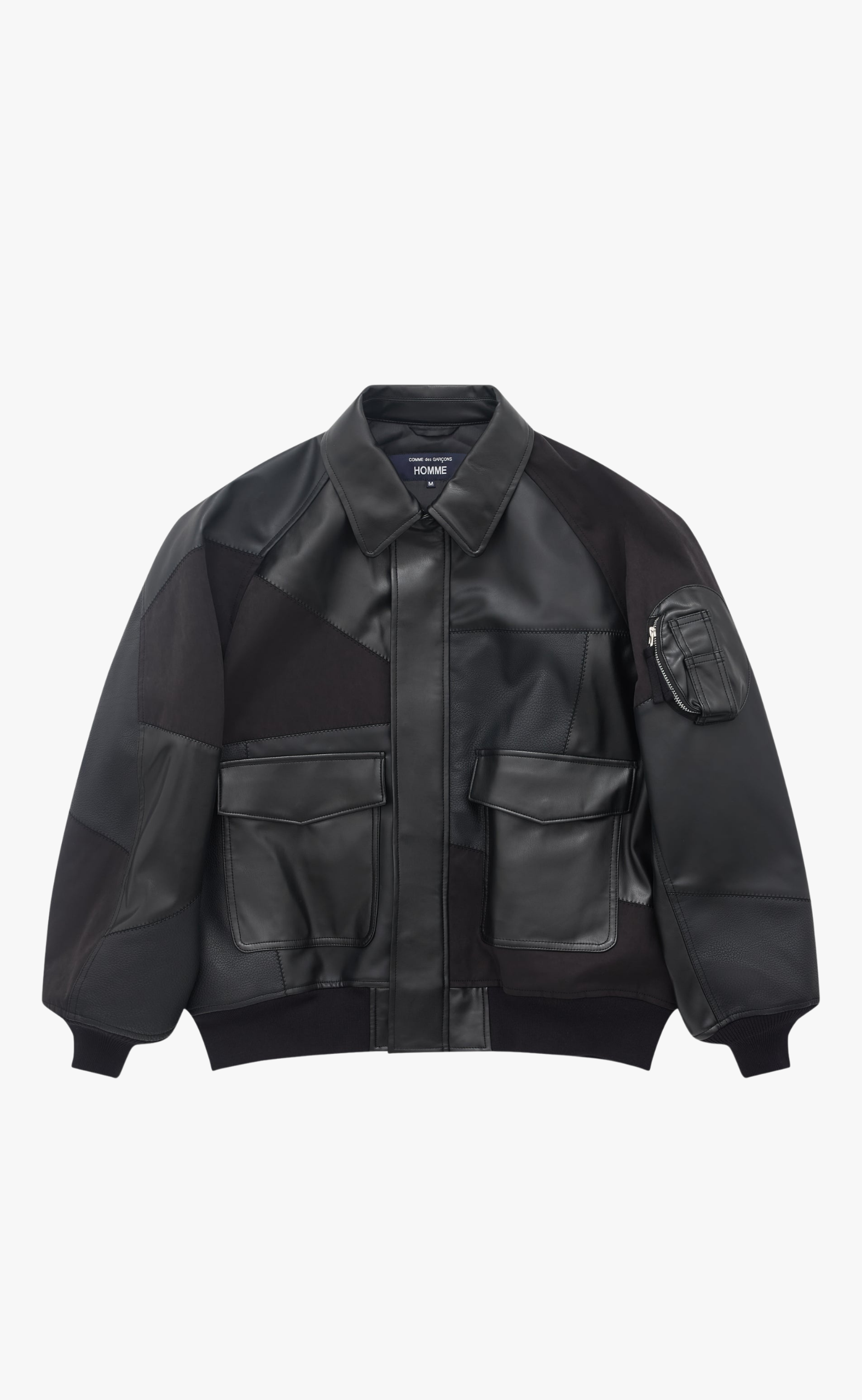 PATCHWORK BOMBER BLACK JACKET