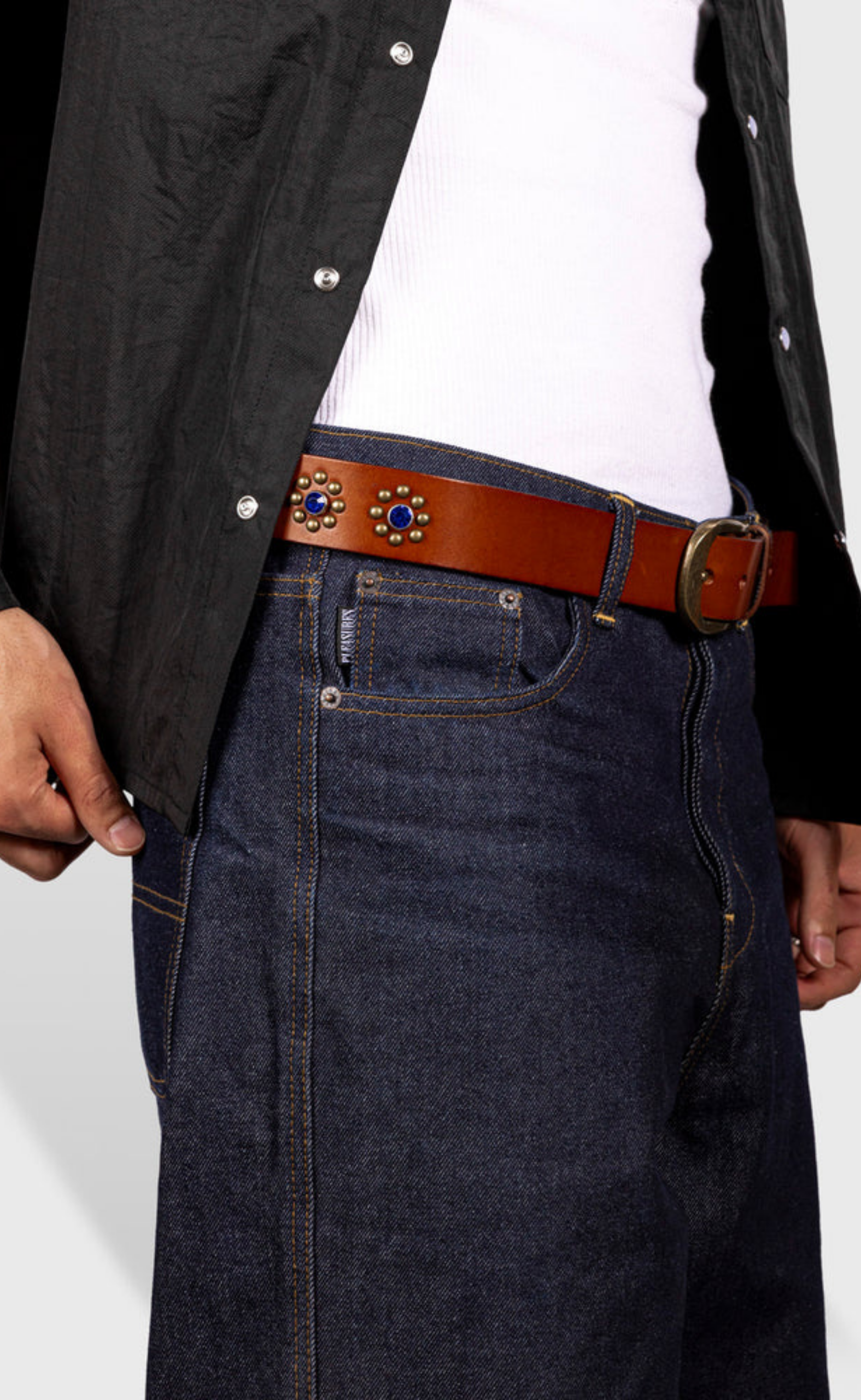 STUDDED BROWN BELT