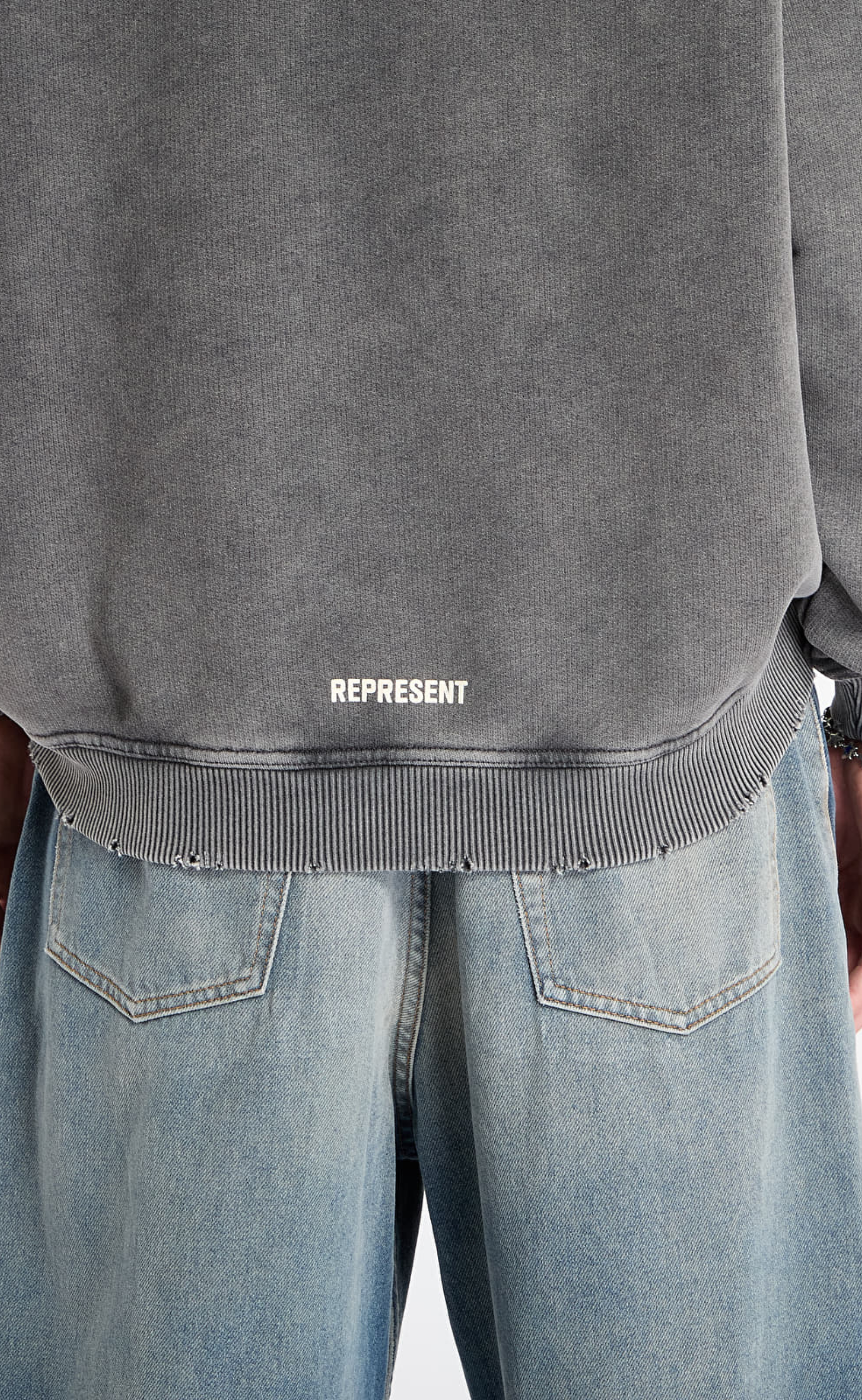 REPRESENT INITIAL STAR VINTAGE GREY HOODIE