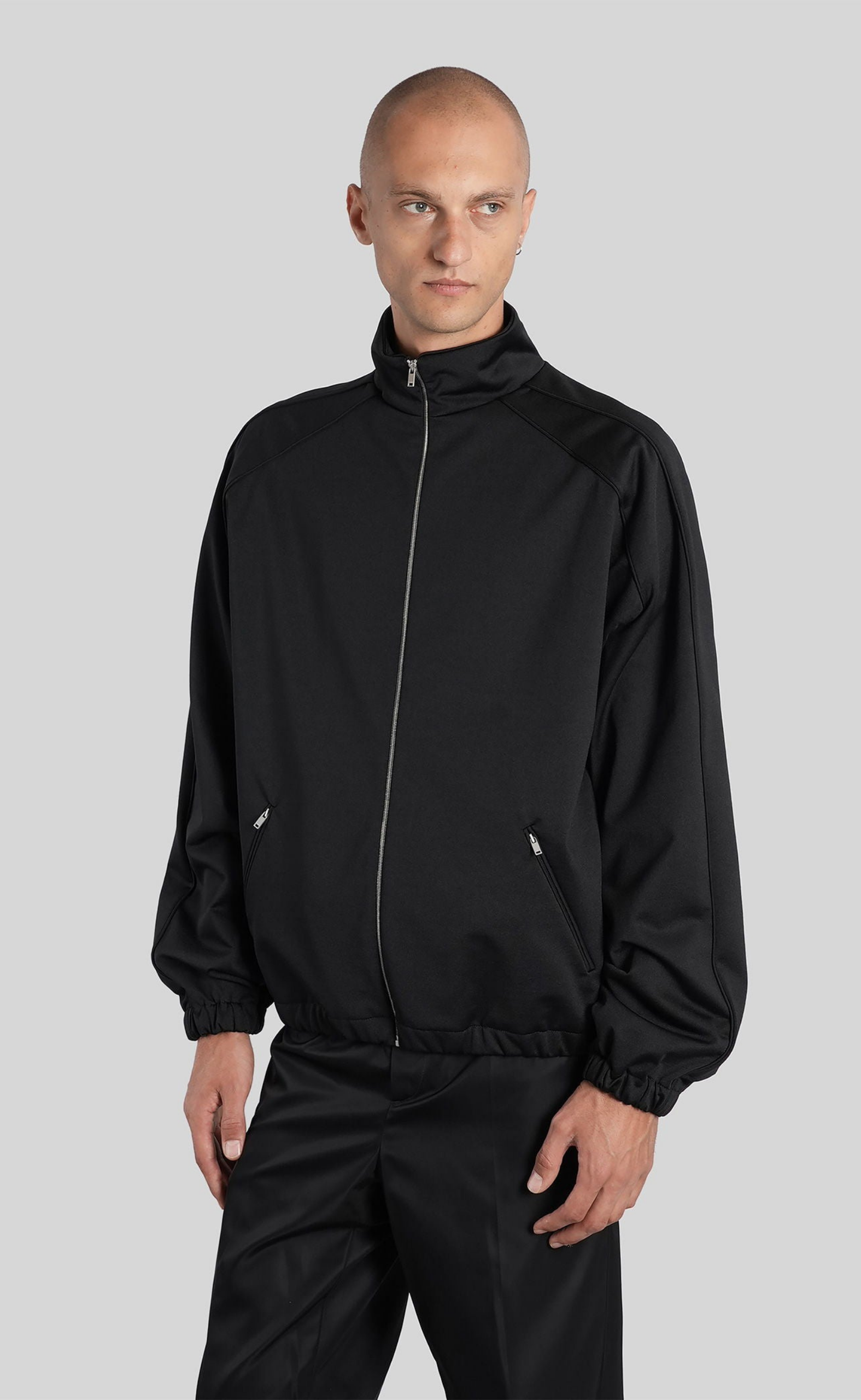 ZIP UP TRACK BLACK HOODIE