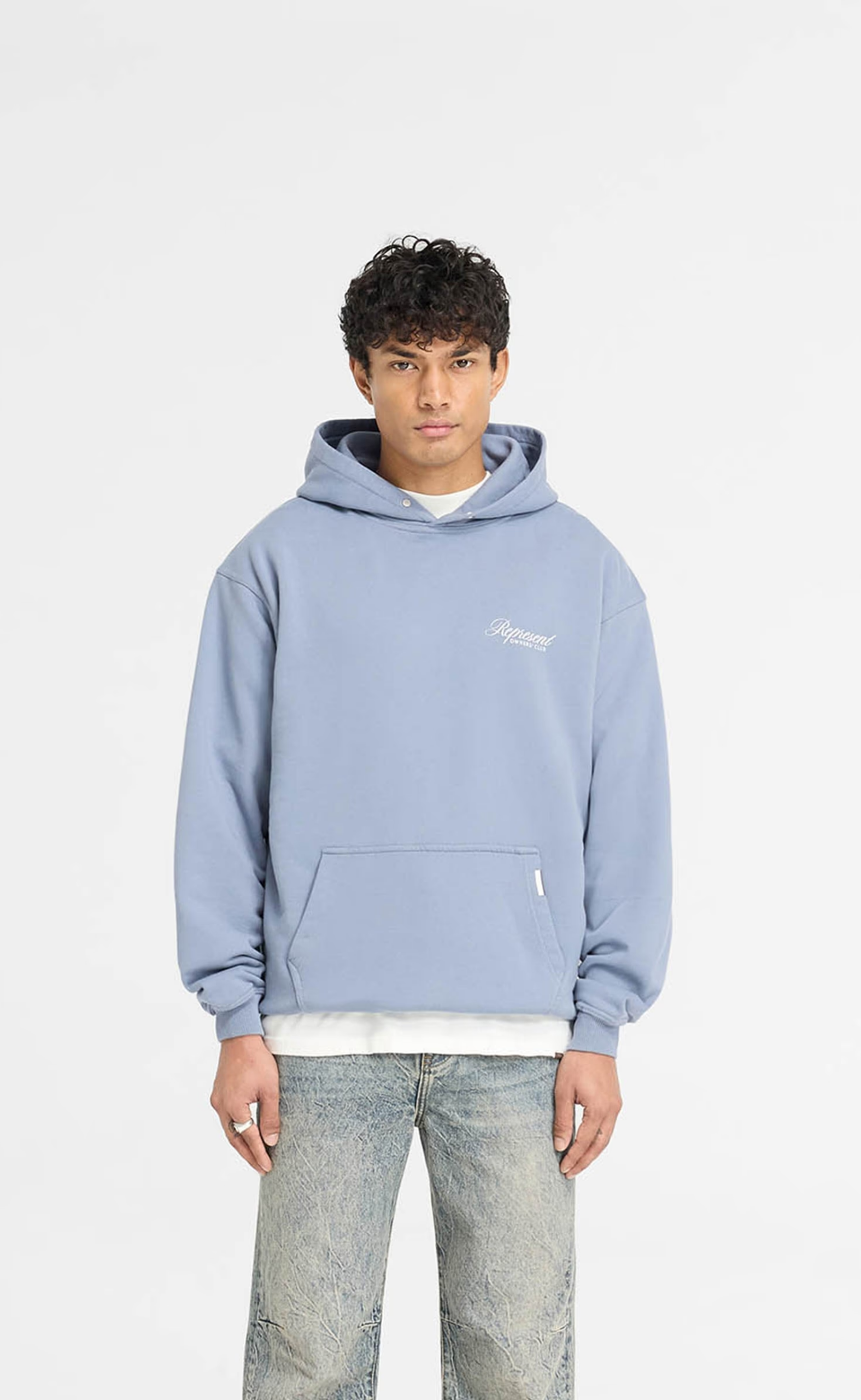 REPRESENT OWNERS CLUB SCRIPT DUSTY BLUE HOODIE