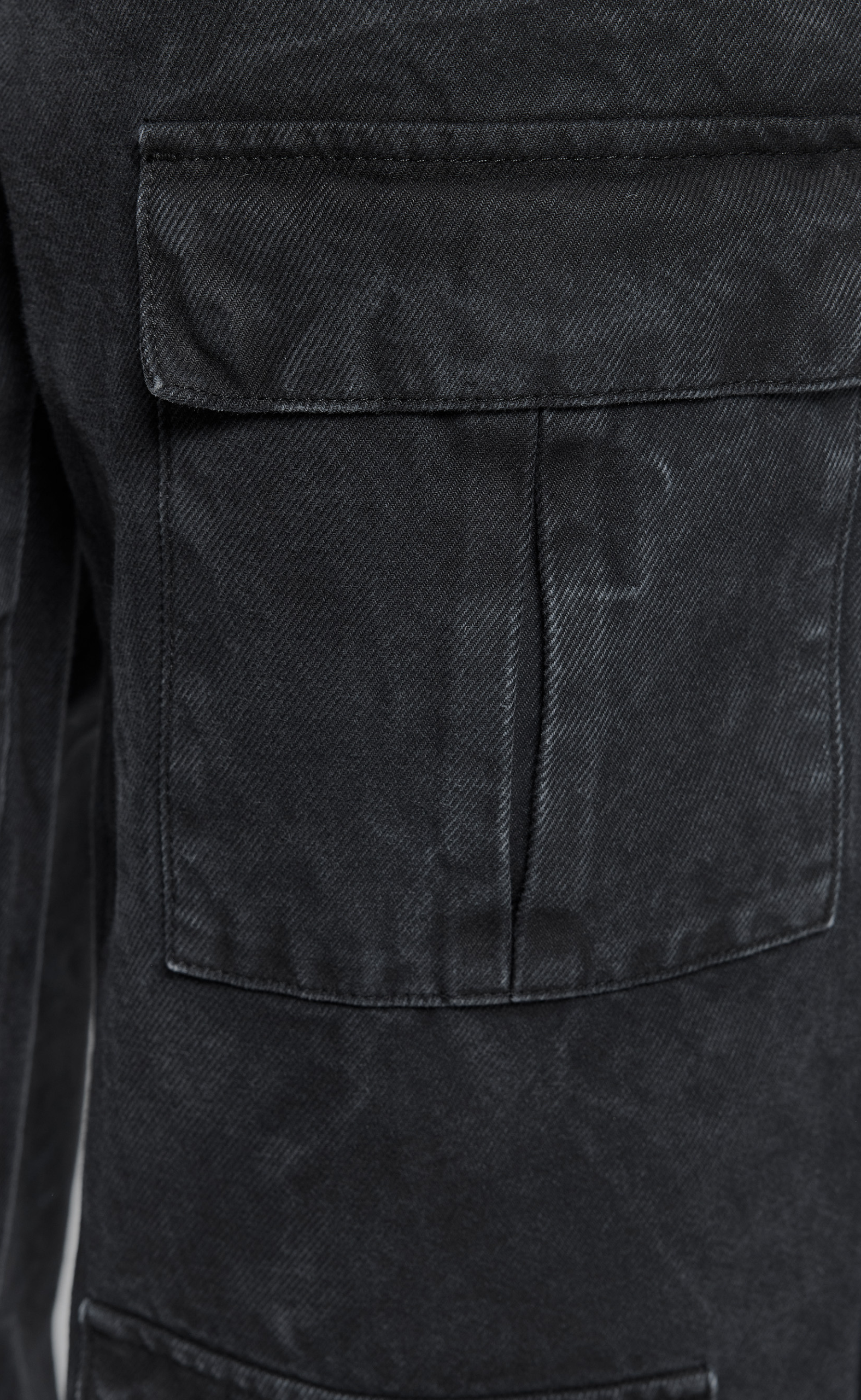 WRINKLED CANVAS CARGO BLACK PANTS