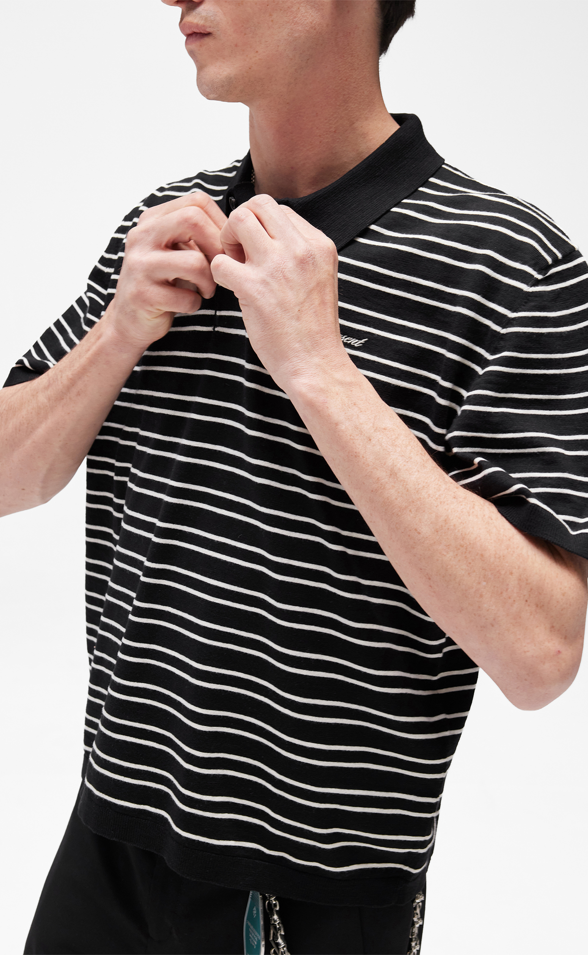 CALIFORNIA STRIPED POLO JET BLACK T-SHIRT