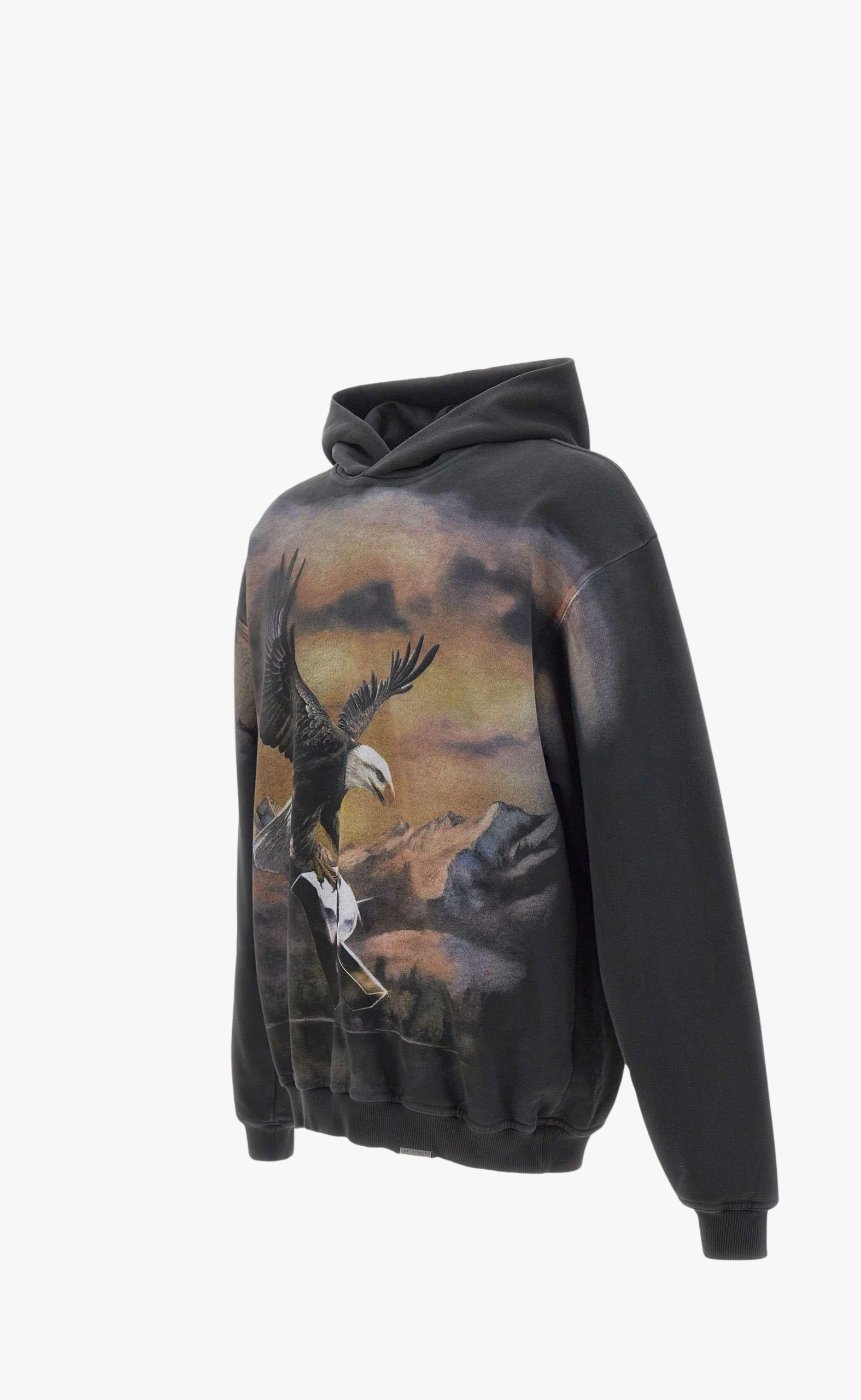 CHROME FLIGHT STAINED BLACK HOODIE