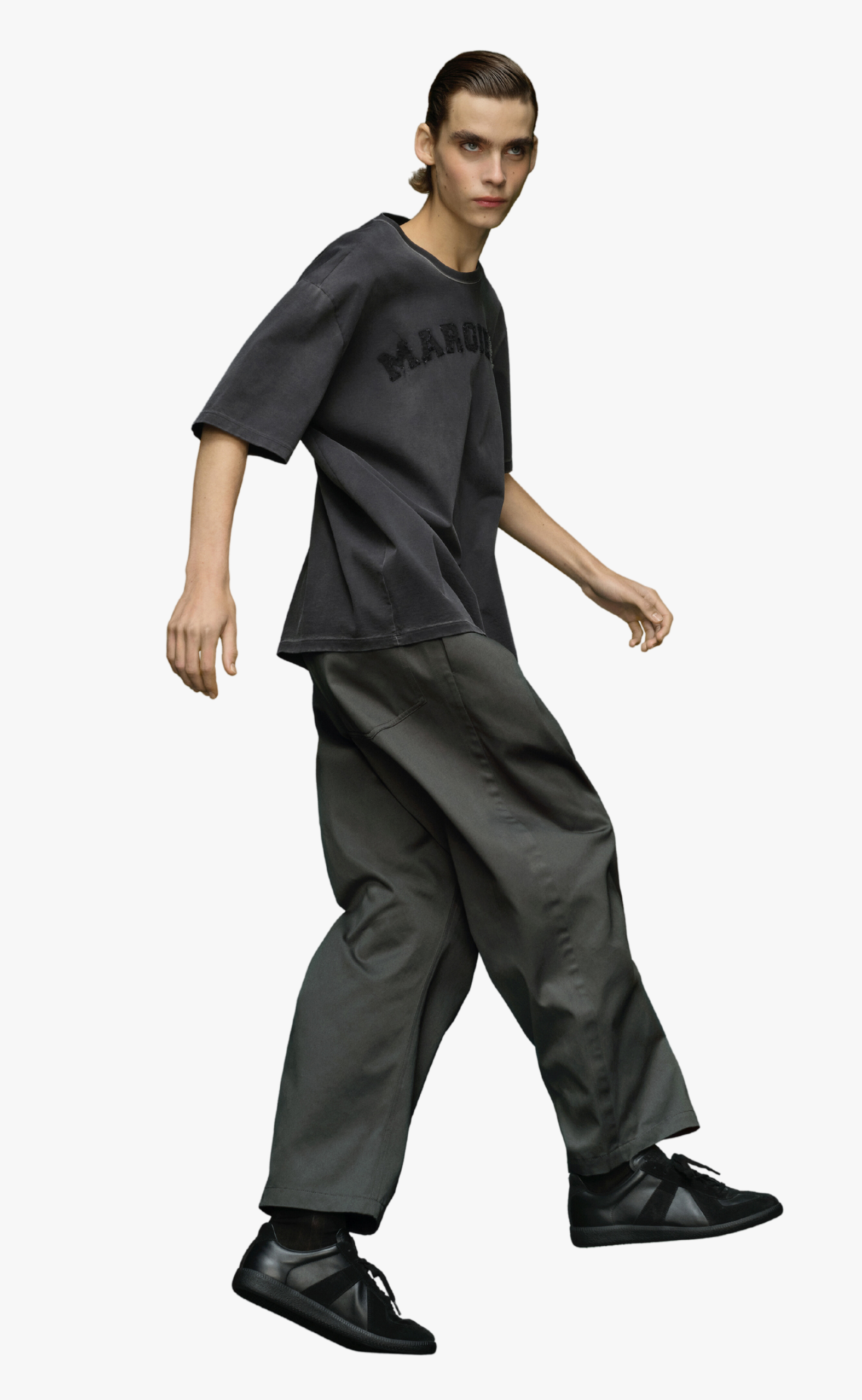 LOGO HEAVY JERSEY WASHED BLACK T-SHIRT