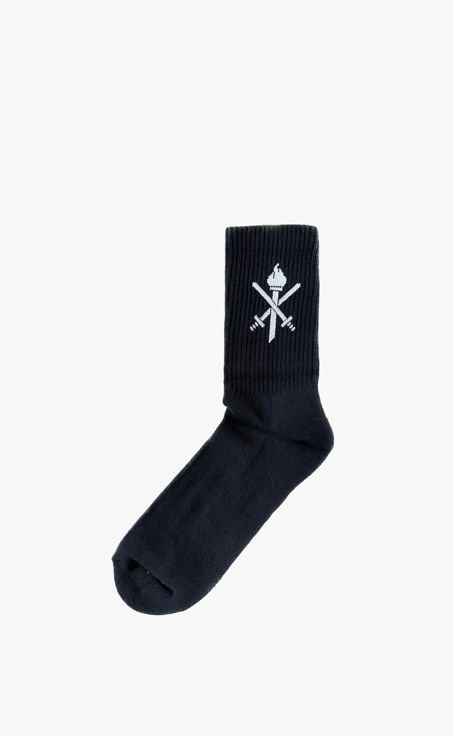 JACQ. CREST LOGO TERRY SOCKS BLACK WHITE