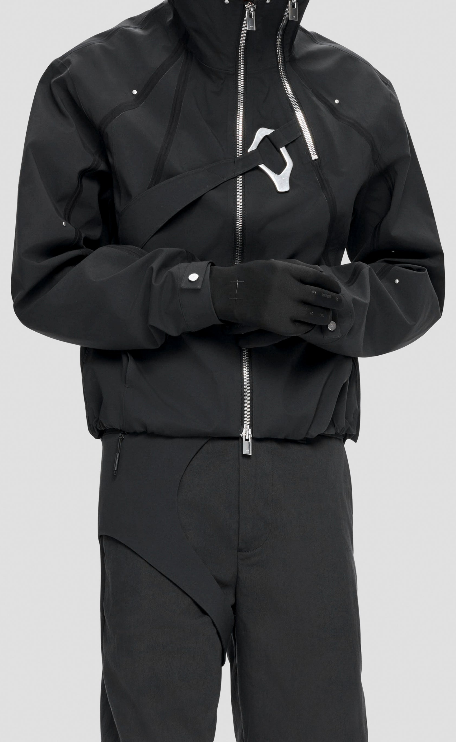 MOIRE TECHNICAL BLACK JACKET