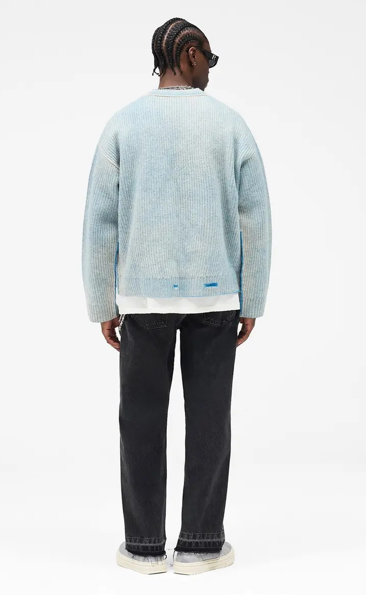 REVERSIBLE FADE OUT KNIT PETROL SWEATER