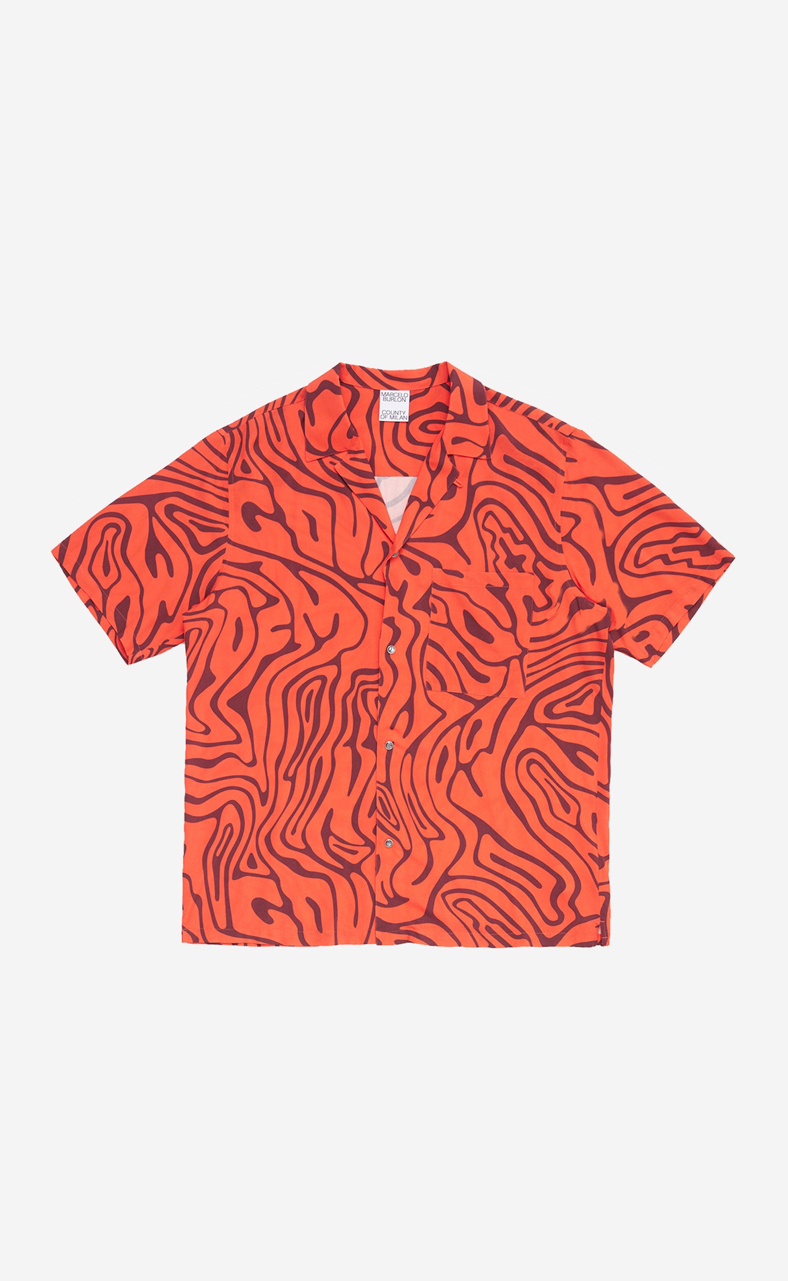 AOP FLUID HAWAII SHIRT ORANGE BURGUNDY