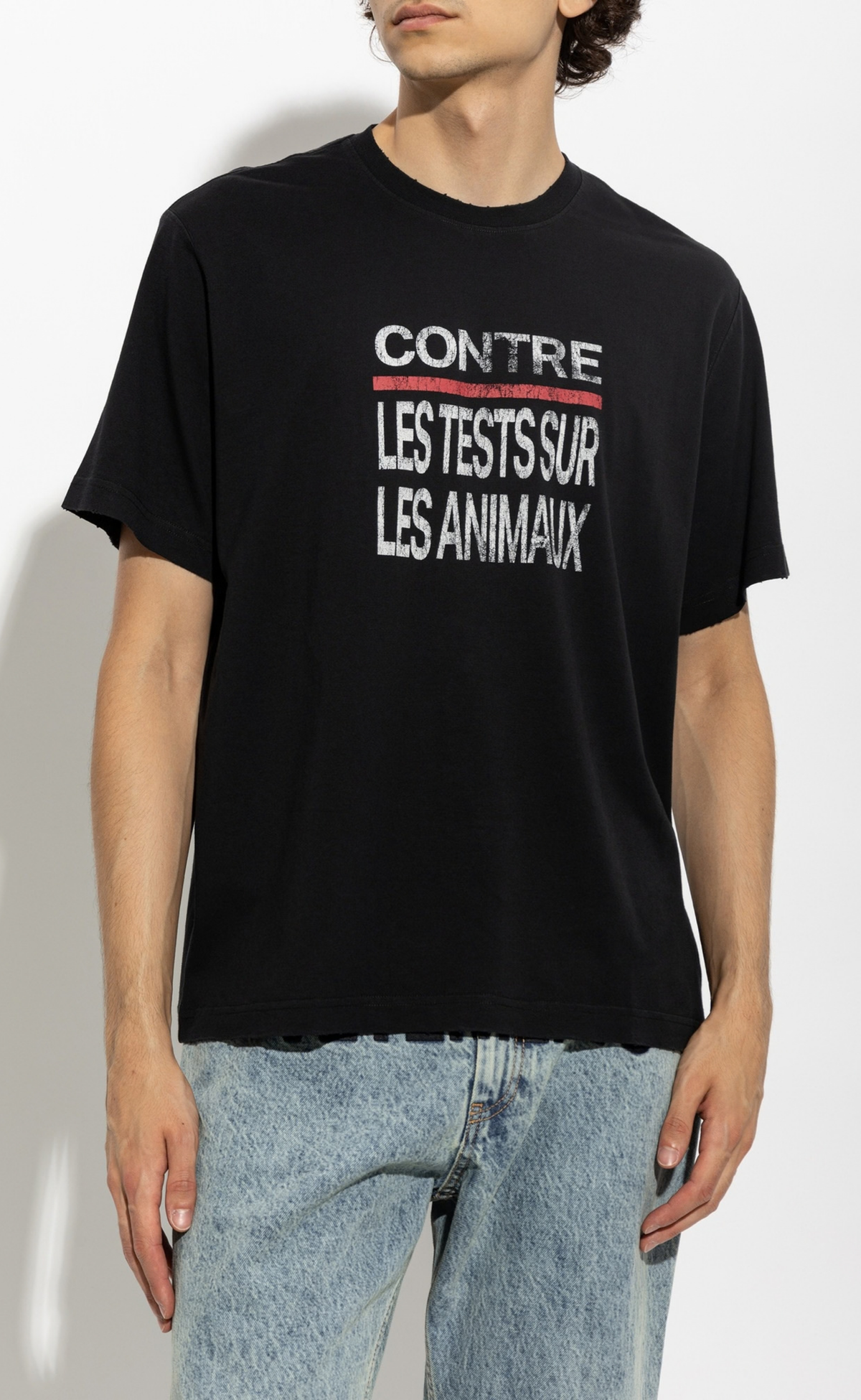 ANIMAL RIGHTS REGULAR WASHED BLACK T-SHIRT