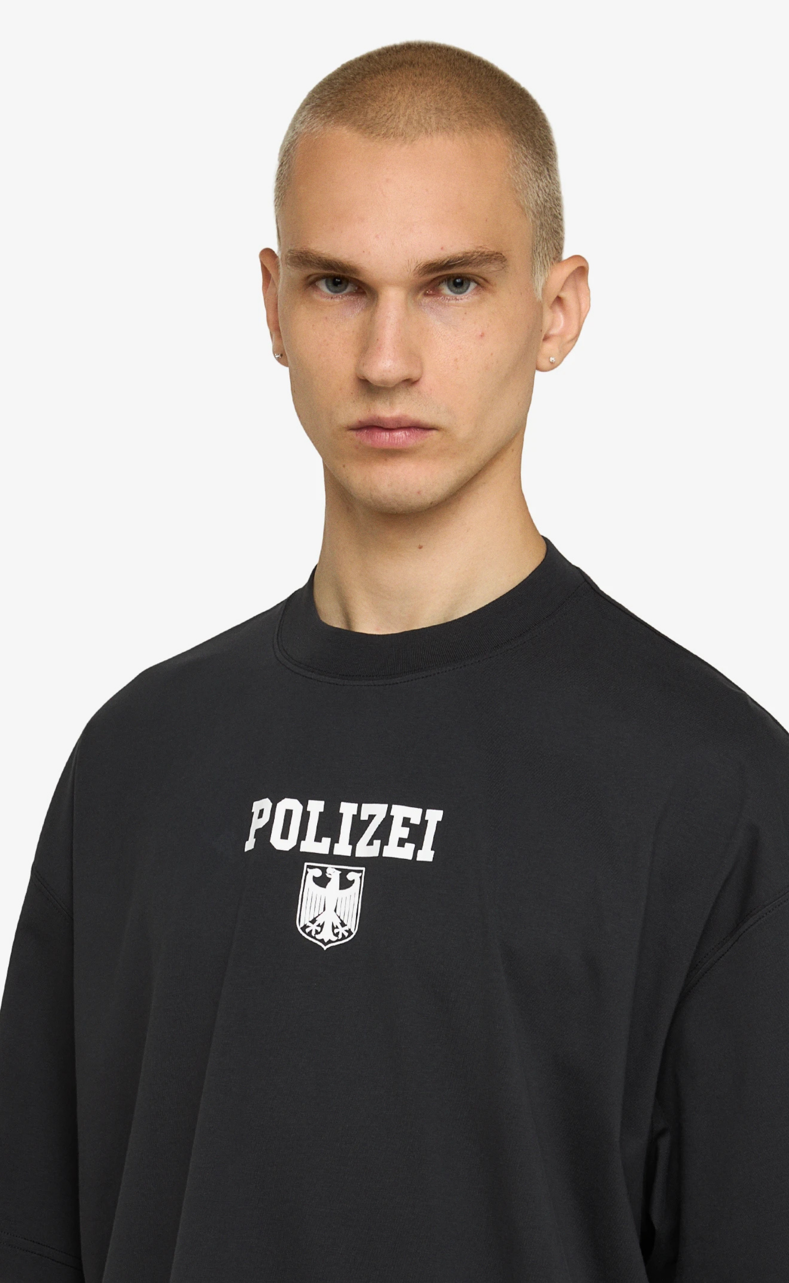 POLIZEI REGULAR WASHED BLACK T-SHIRT