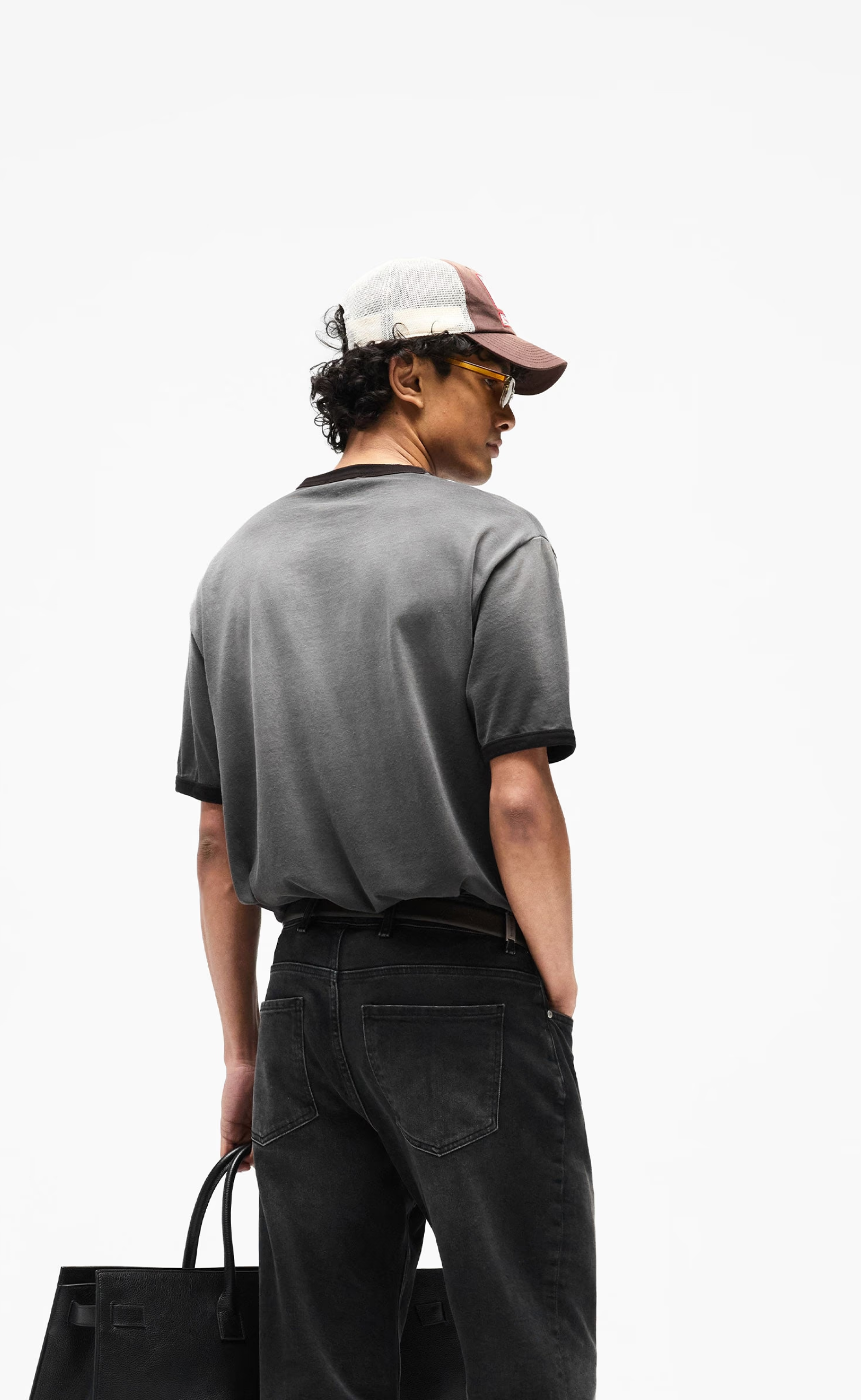 REPRESENT RINGER STAINED BLACK T-SHIRT