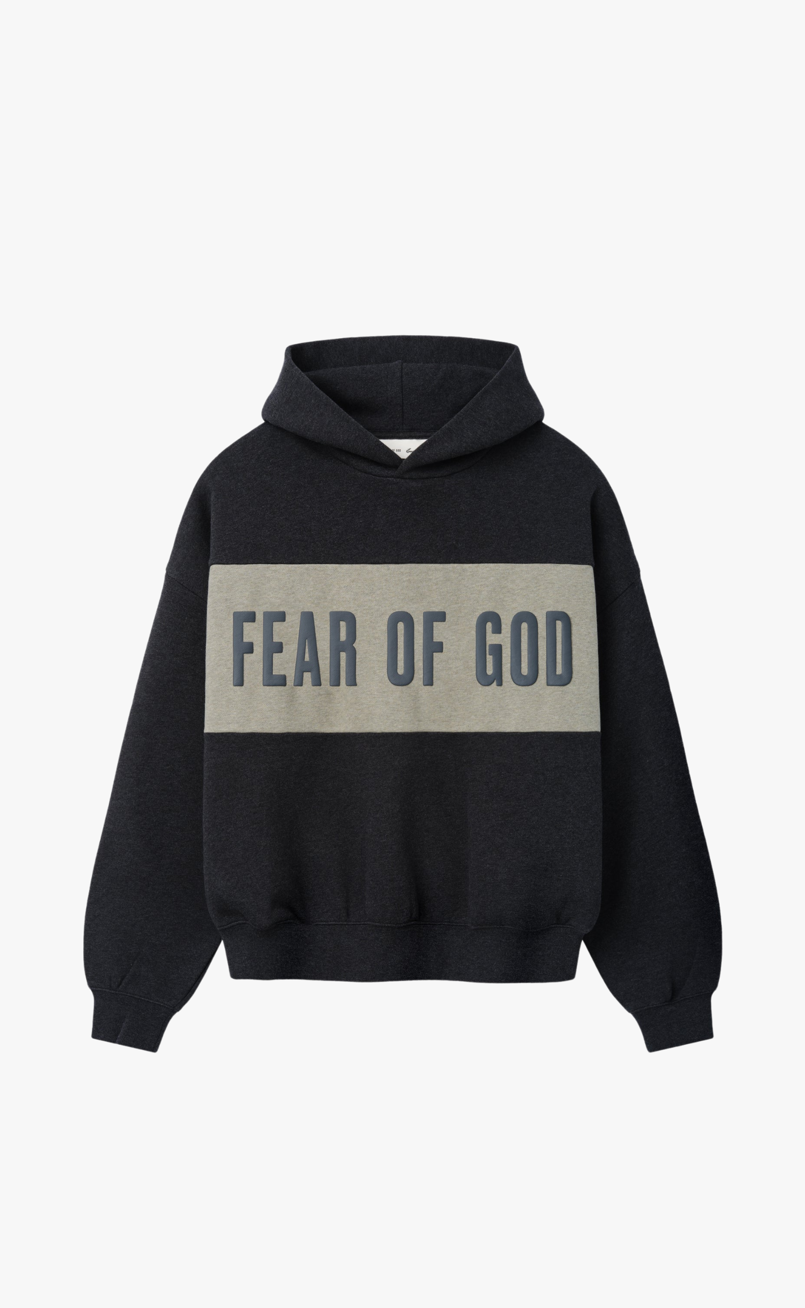 CROPPED RELAXED PANELLED IRON GREY HEATHER HOODIE
