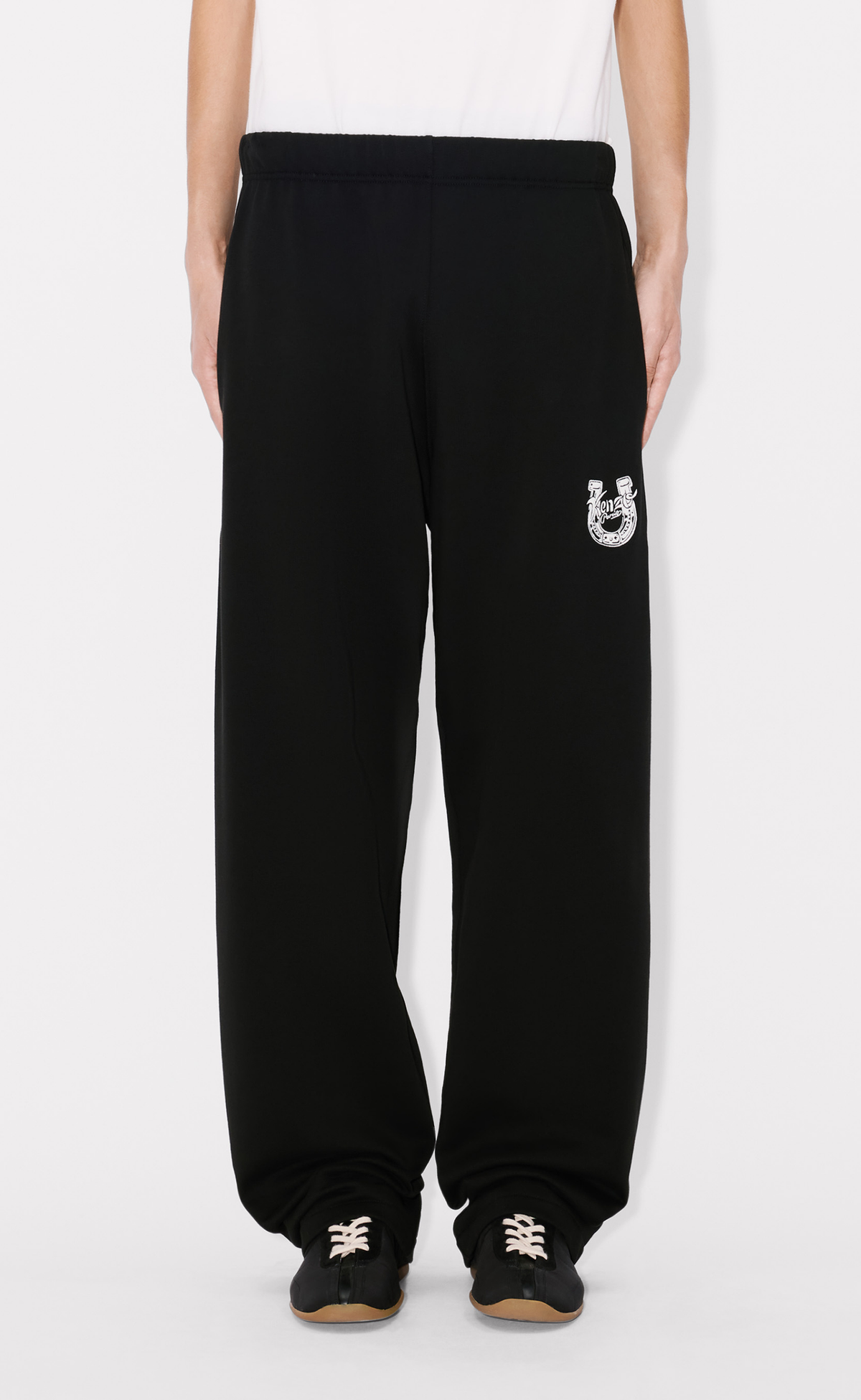 KENZO LUCKY HORSES STRAIGHT JOG BLACK SWEATPANTS